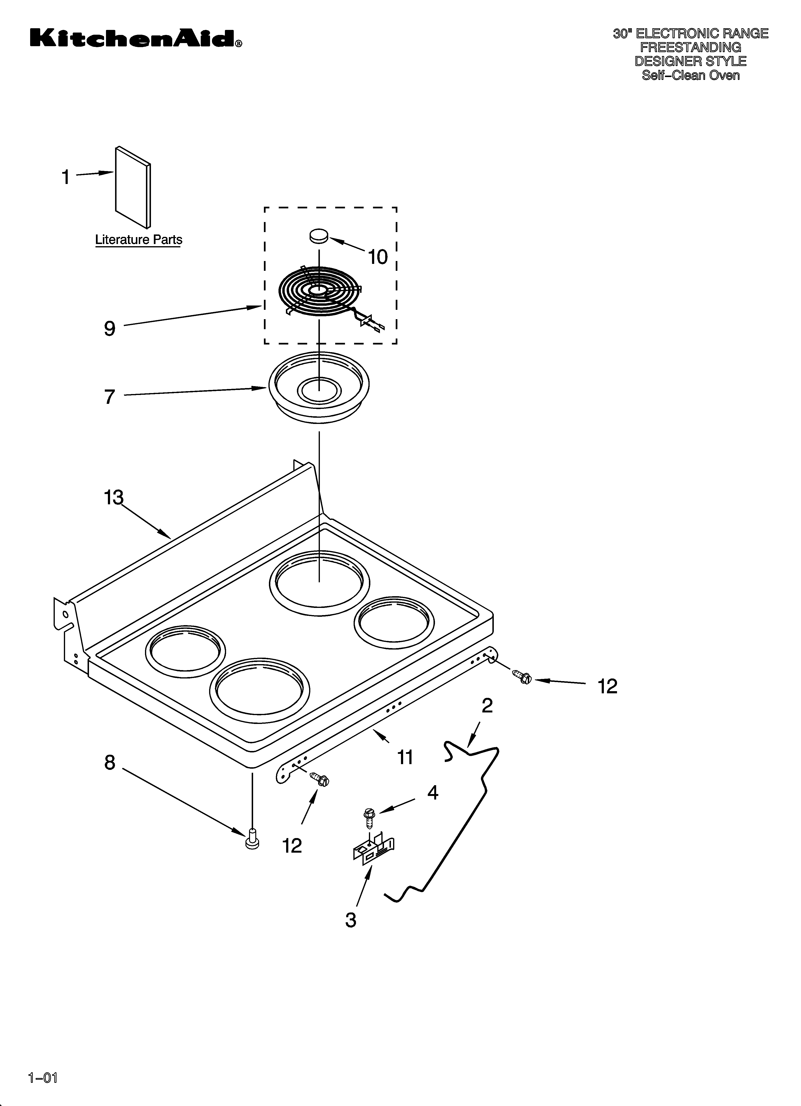 KitchenAid YKERI500HW2 cooktop parts diagram