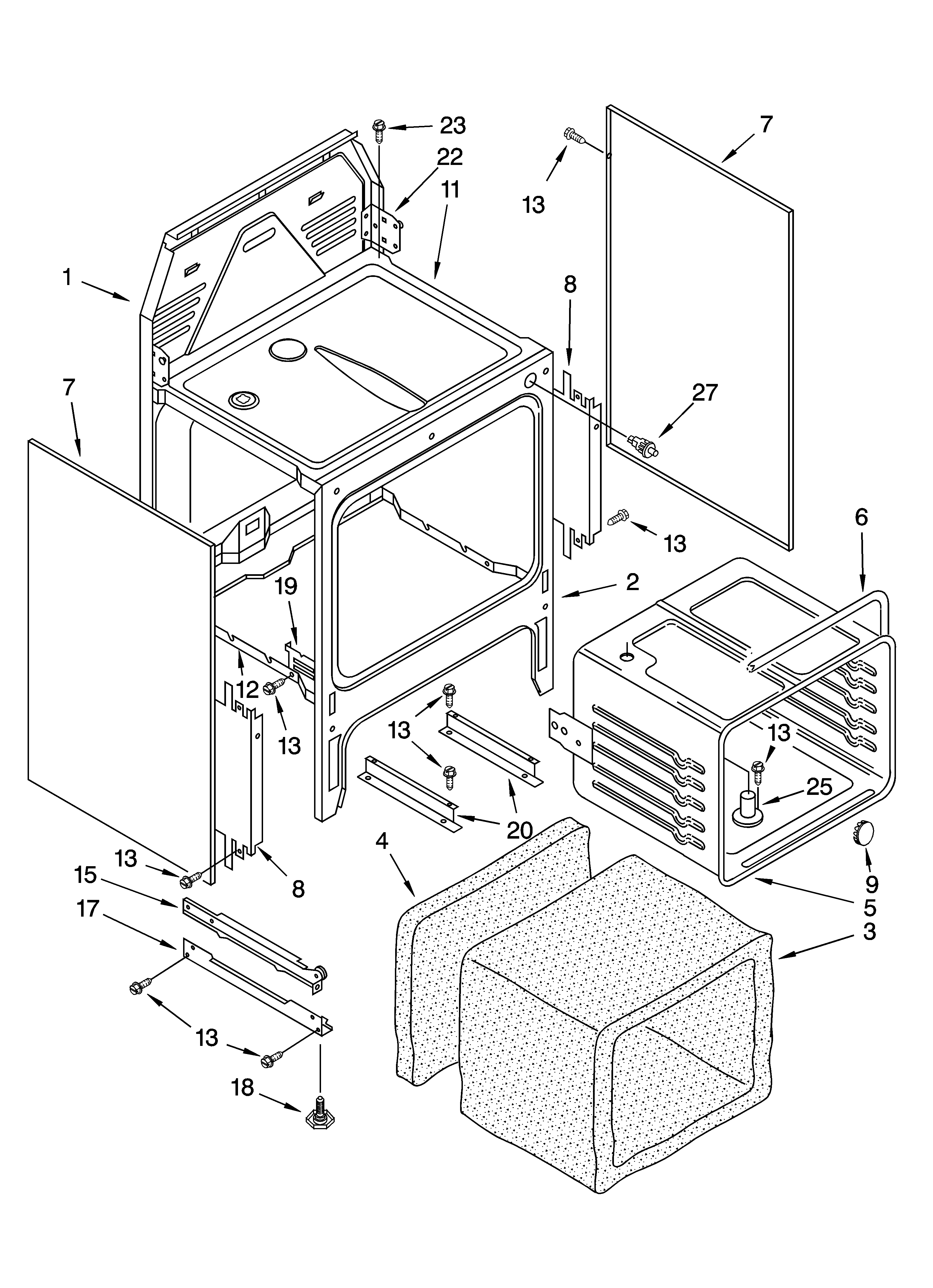 KitchenAid YKERI500HW2 oven chassis parts diagram