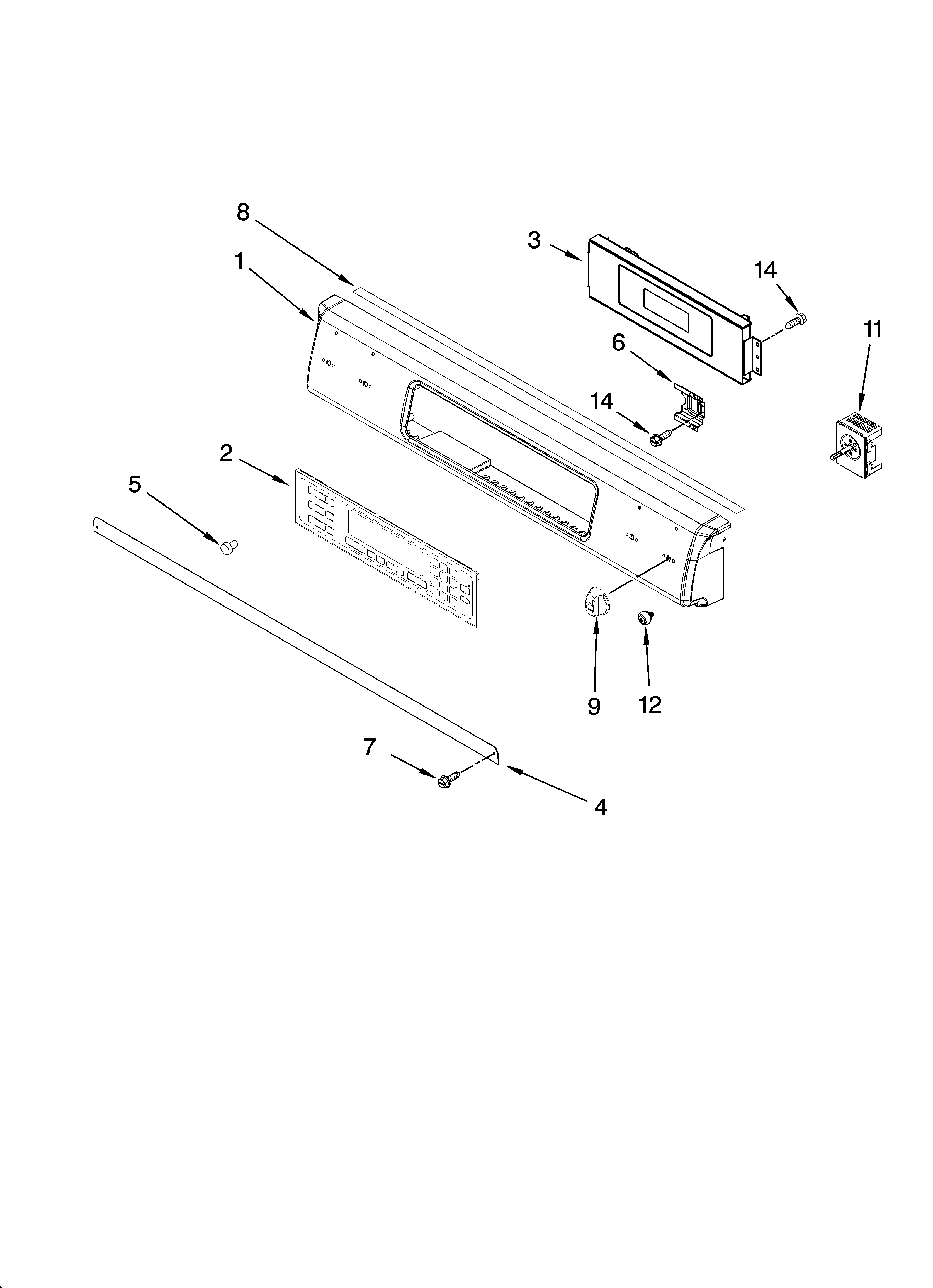 KitchenAid YKERS807SS00 control panel parts diagram