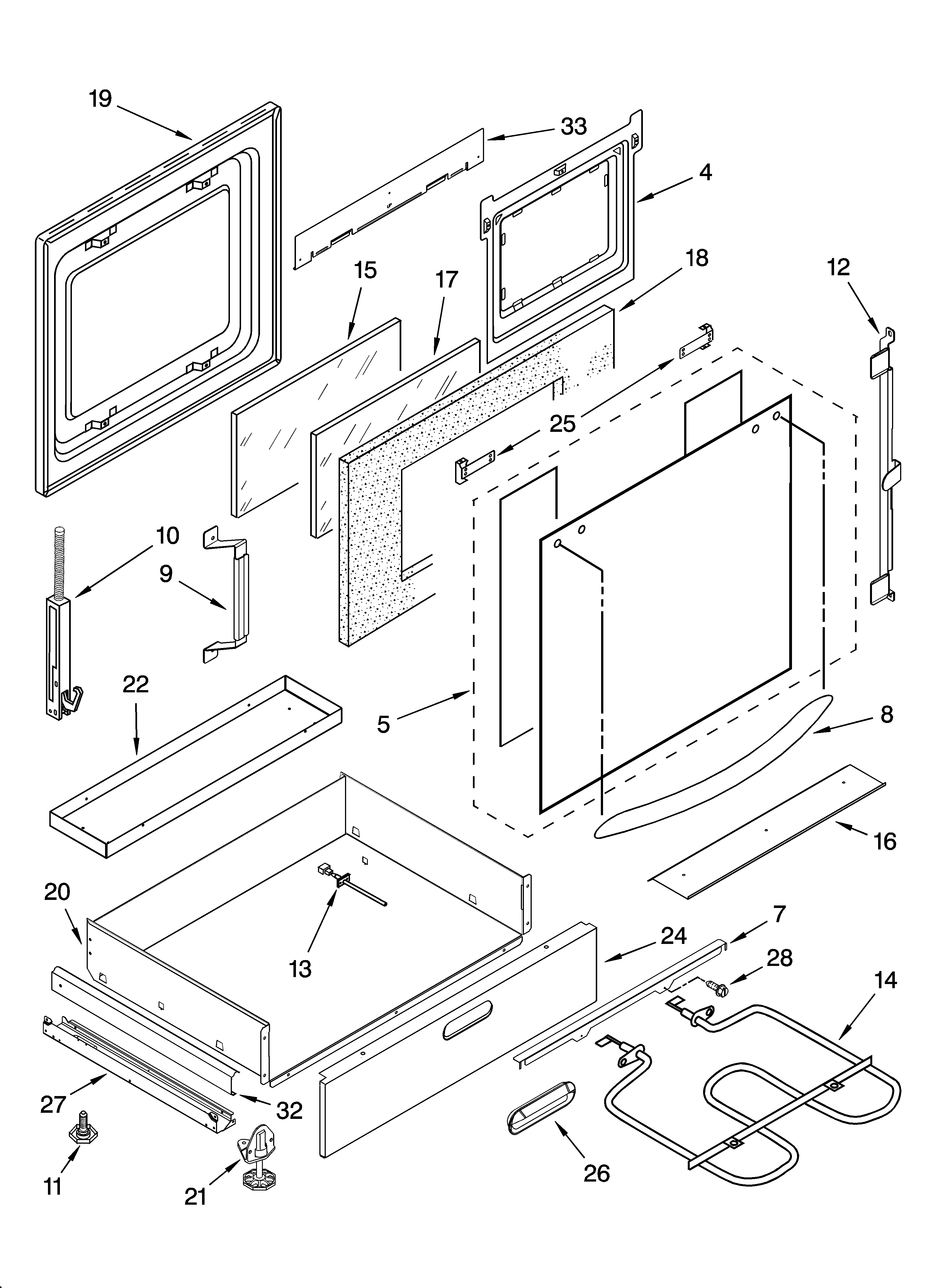 KitchenAid YKESA907PB01 door and drawer parts diagram