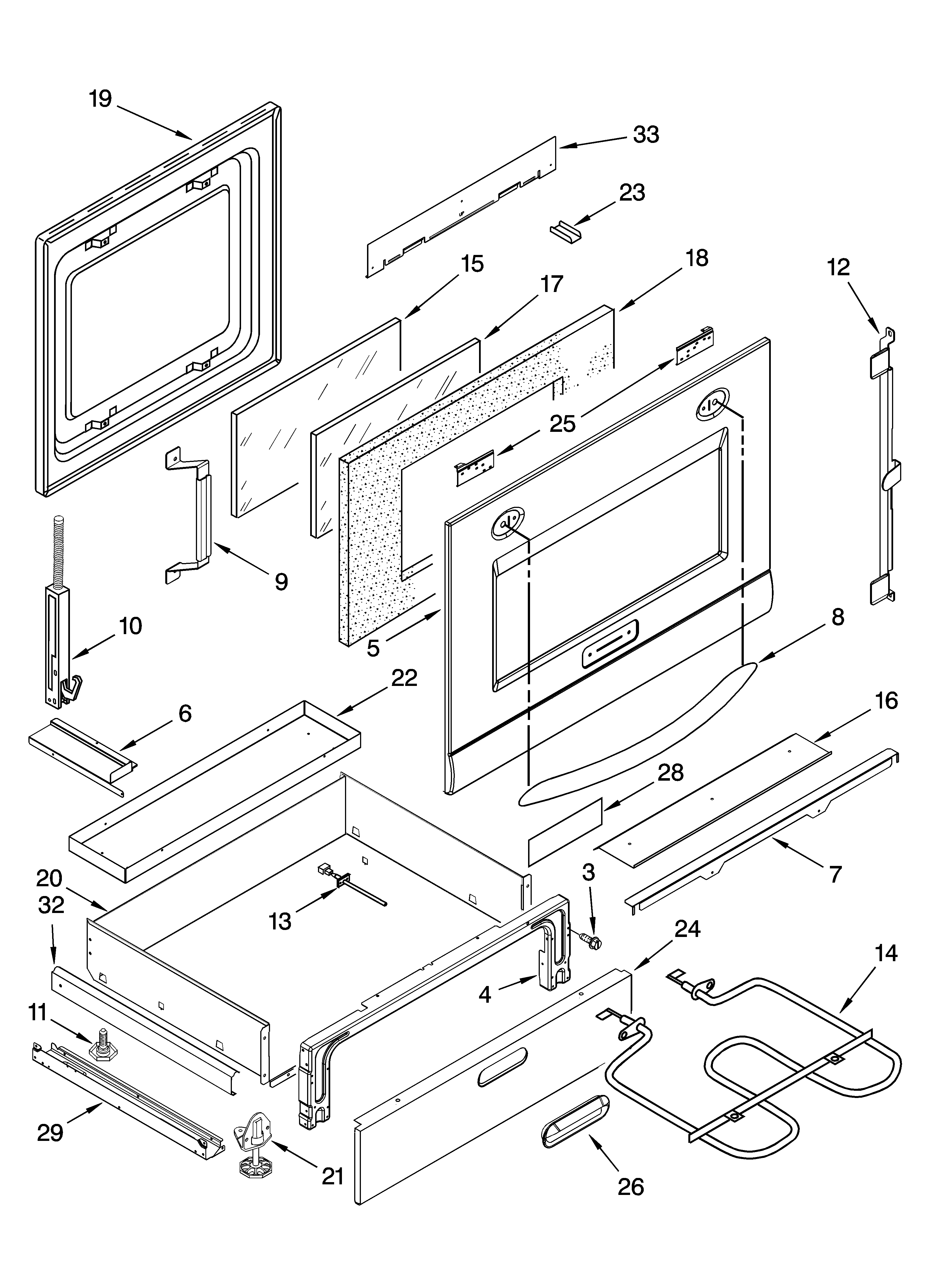 KitchenAid YKESV908PM01 door and drawer parts diagram