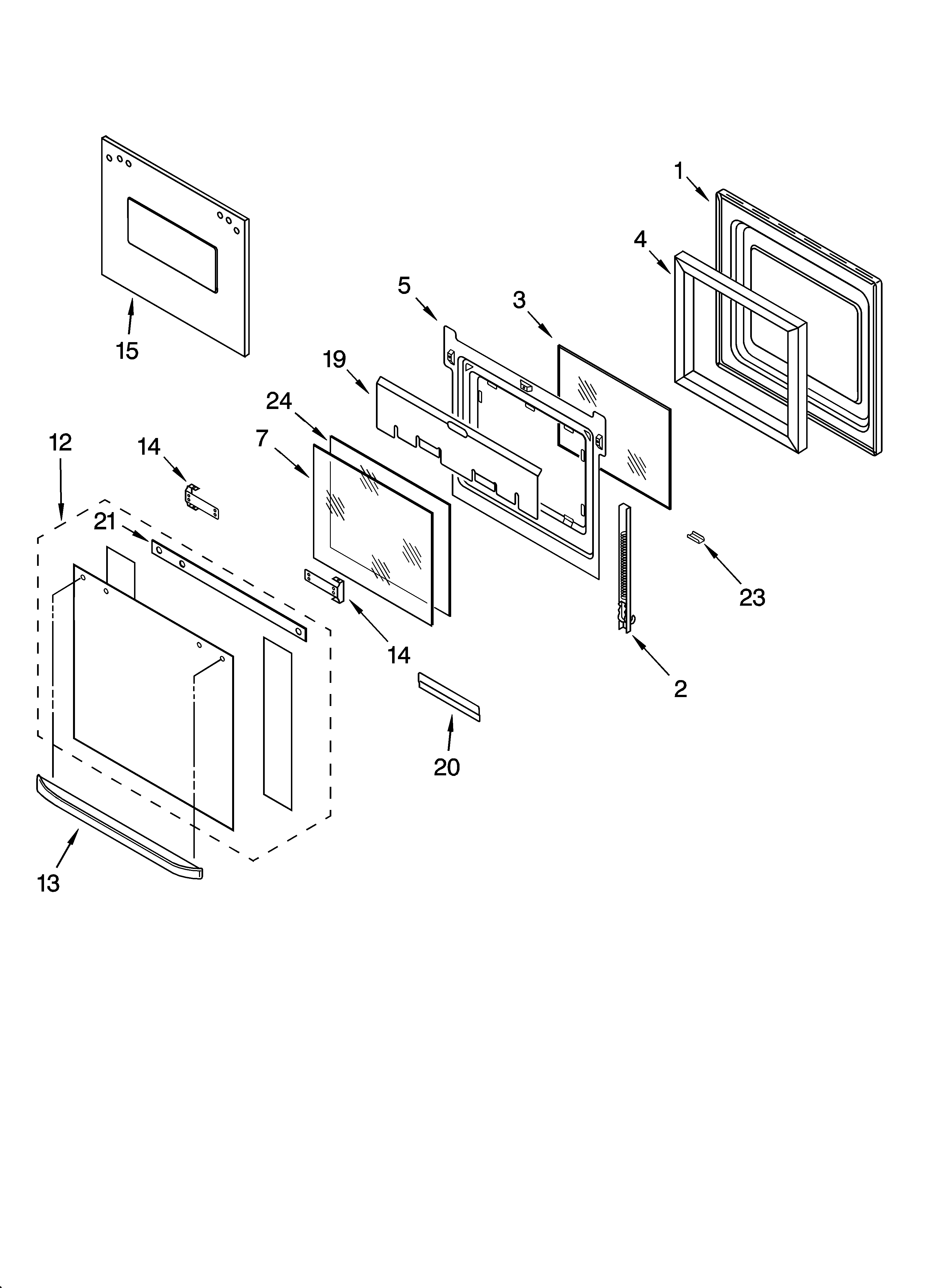 Whirlpool YRBS275PDB7 oven door parts diagram