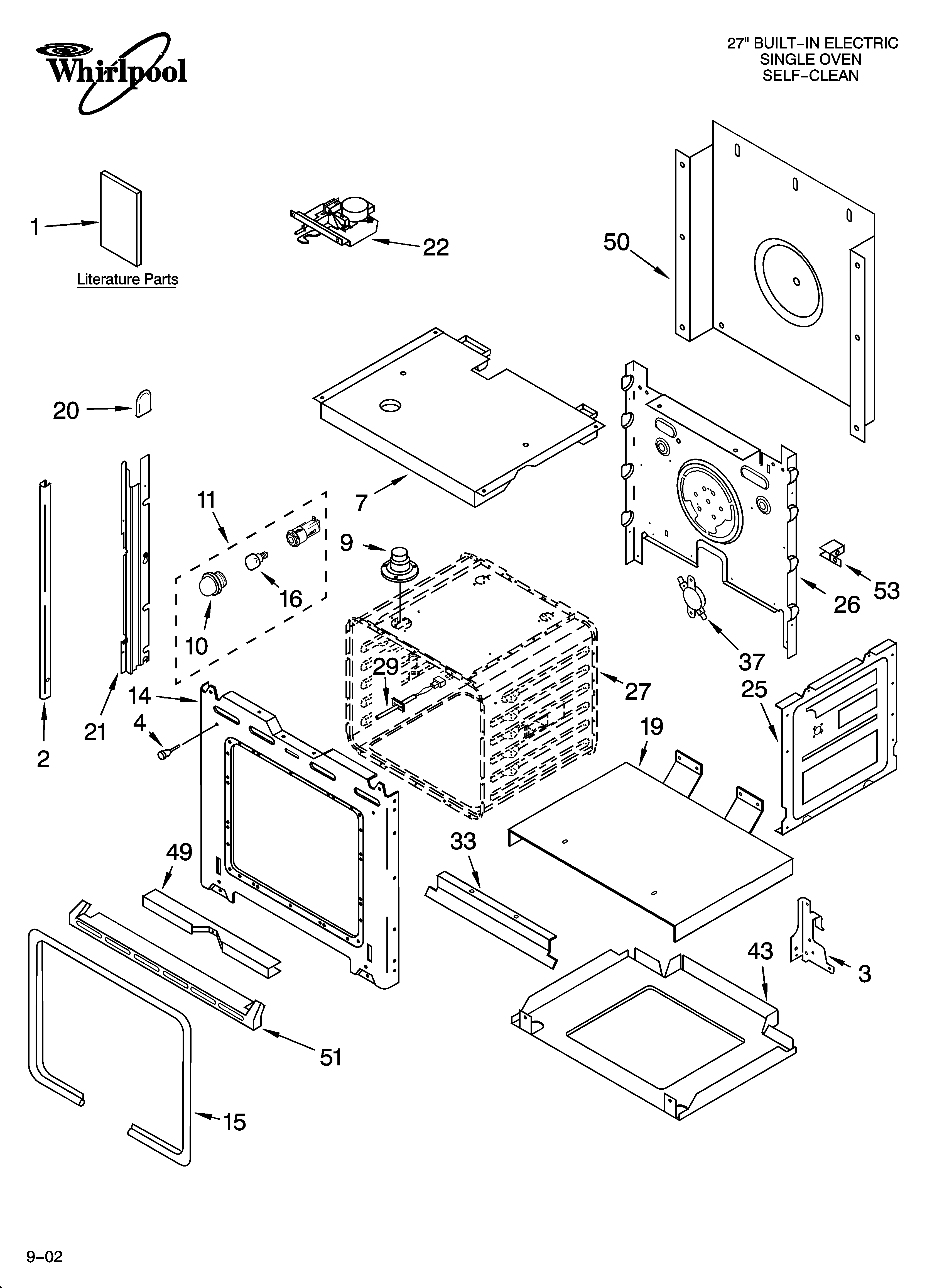 Whirlpool YRBS275PDS9 oven parts diagram