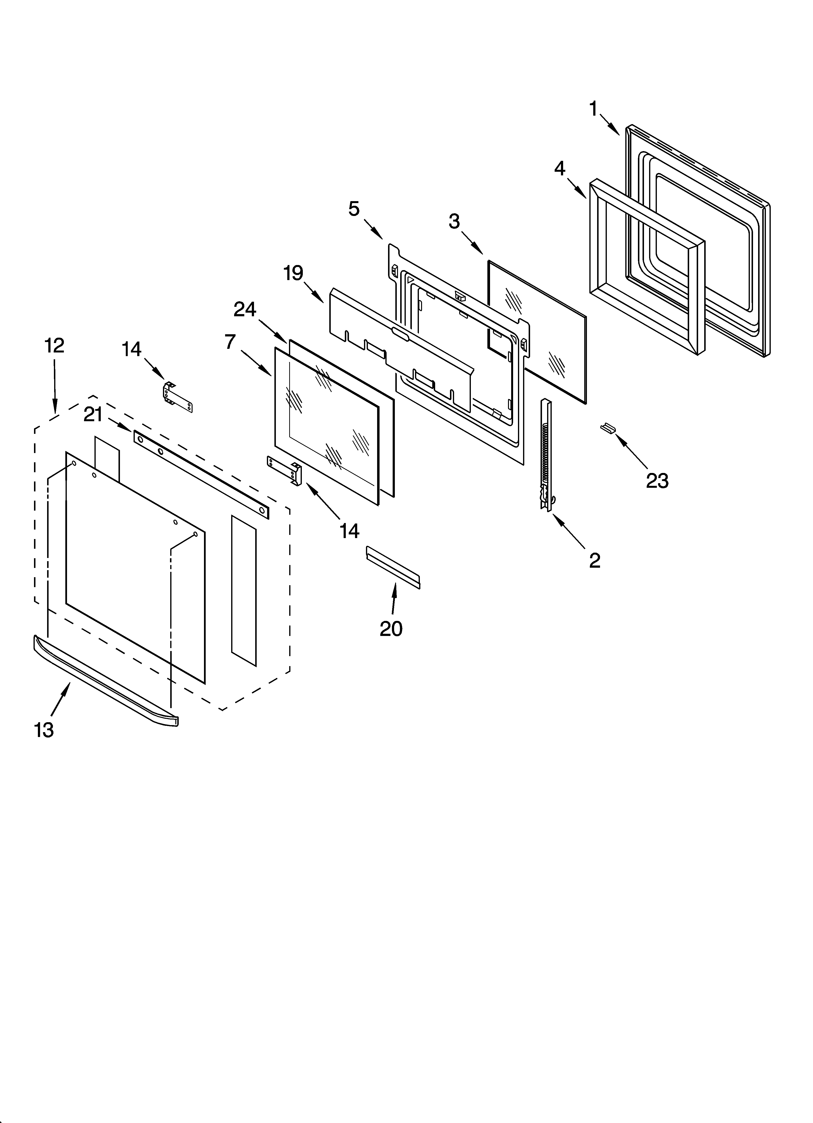 Whirlpool YRBS275PDS9 oven door parts diagram