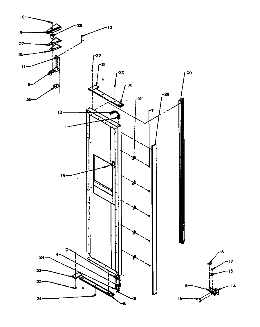 Amana 2599CIWEW-P1170601WW fz door hinge and trim parts diagram