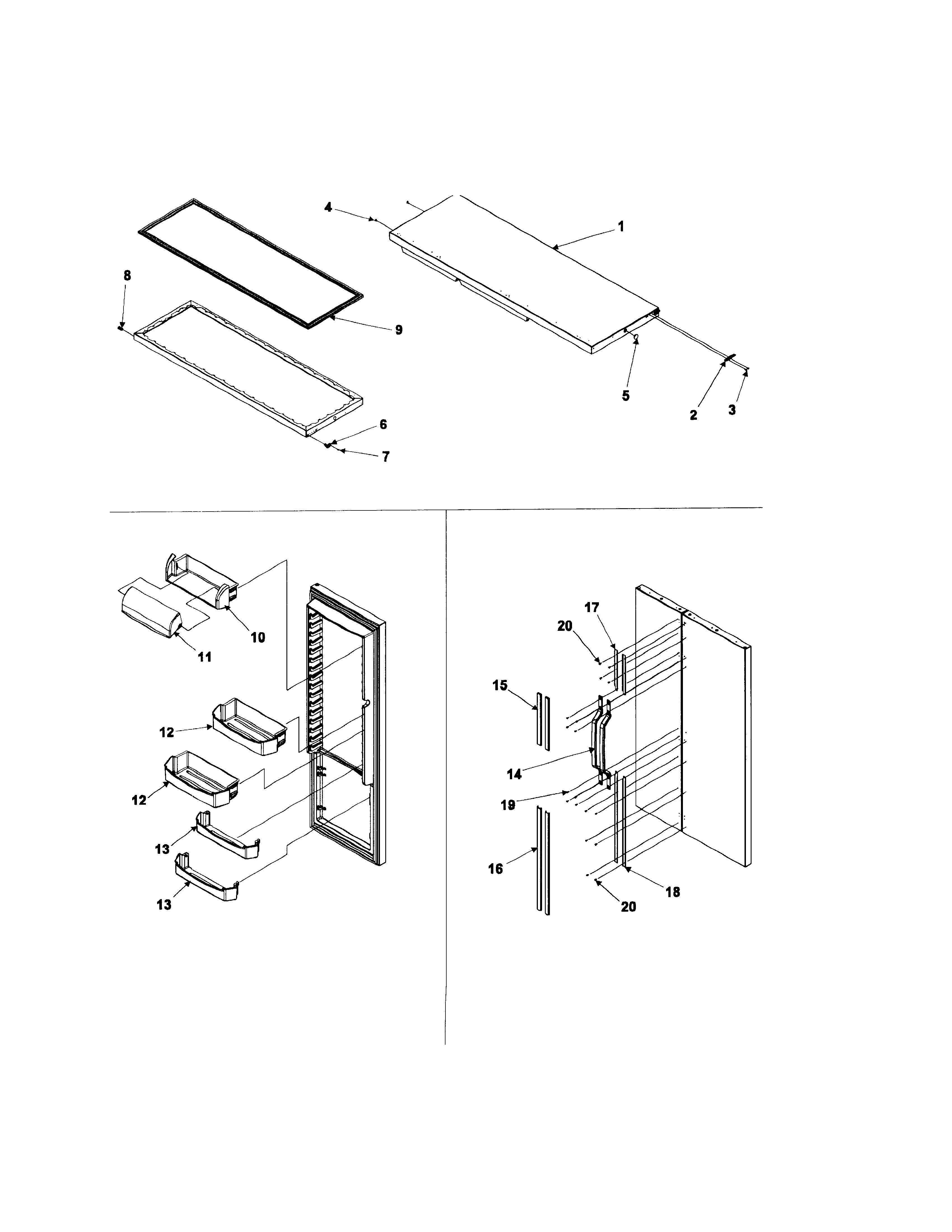 Amana 2699A refrigerator door / trim / handles diagram