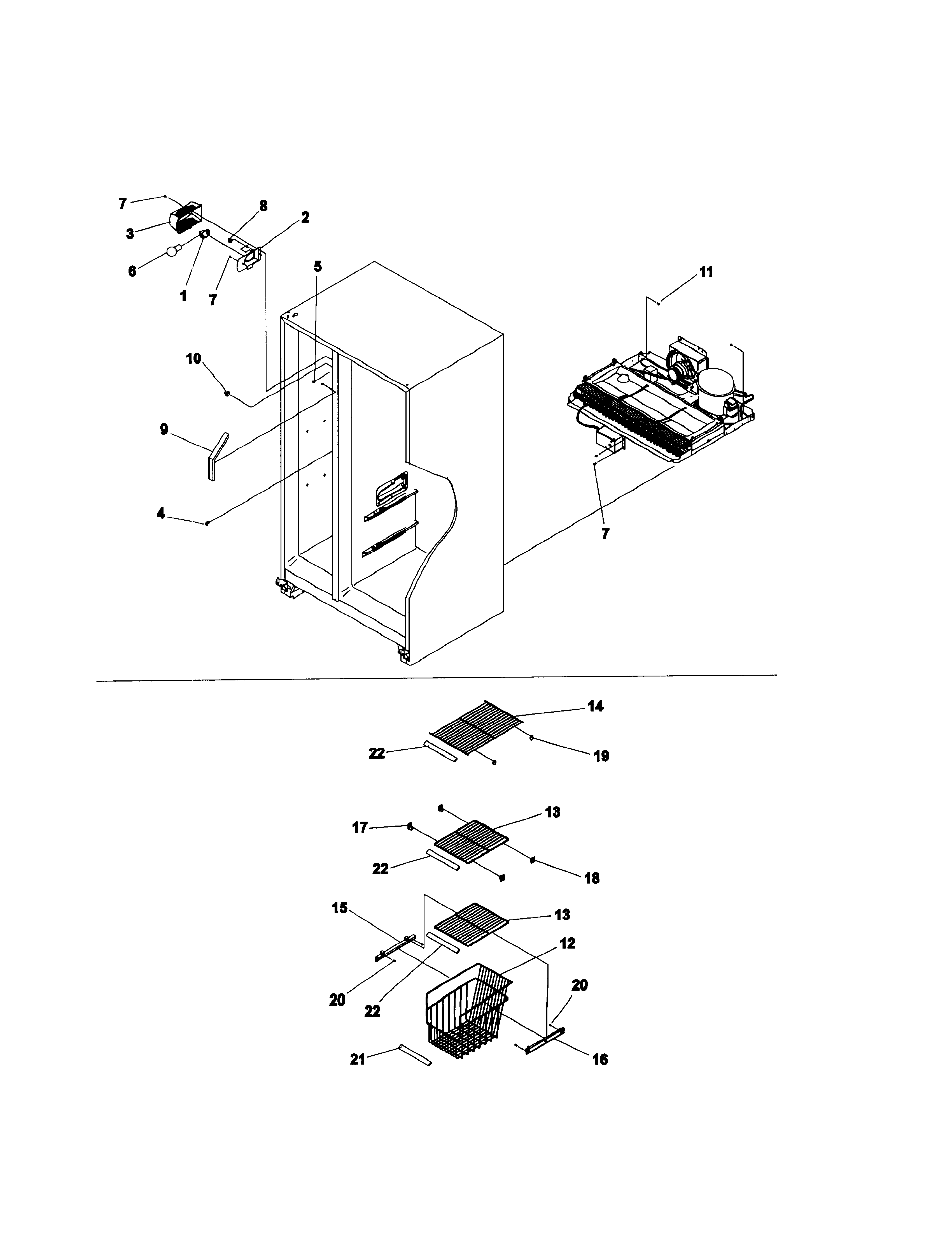 Amana 2699W freezer shelves / lights diagram