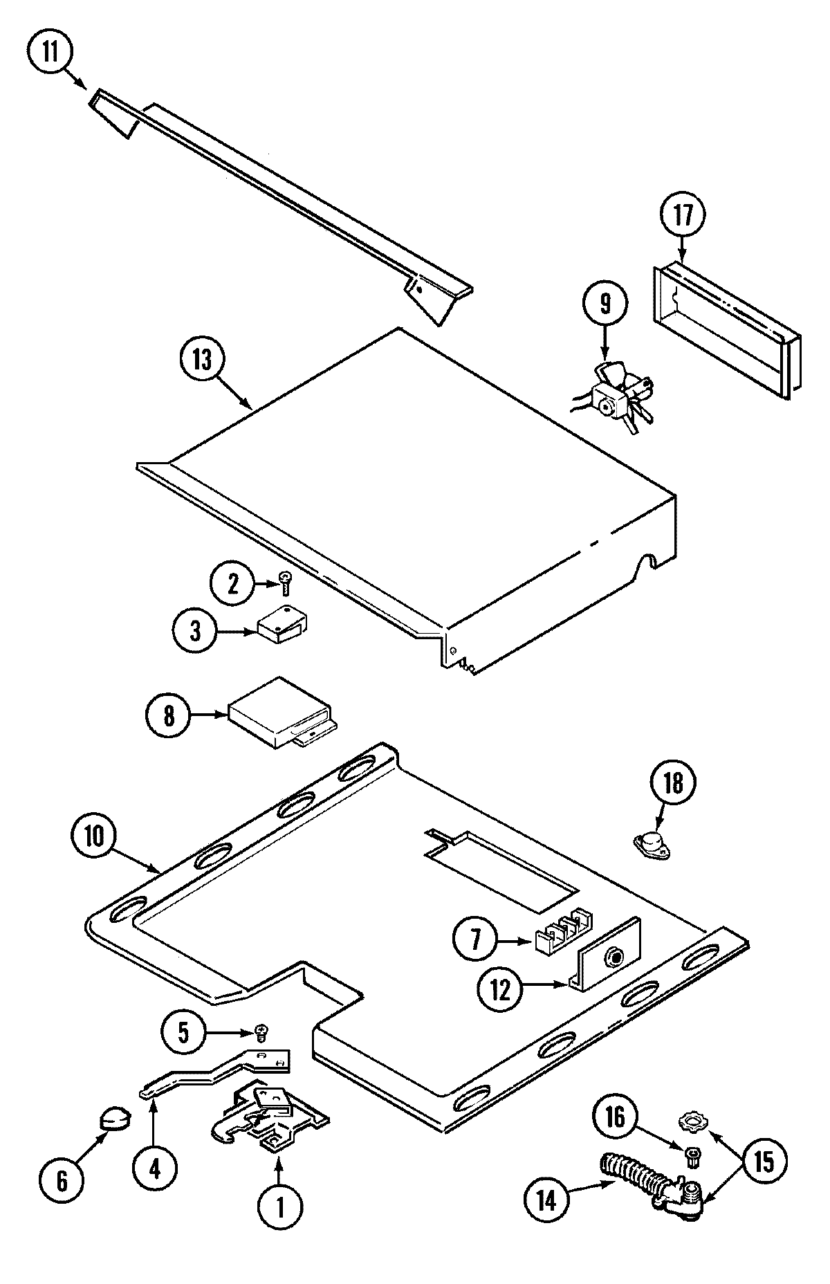 Magic Chef 9875VYV internal controls diagram