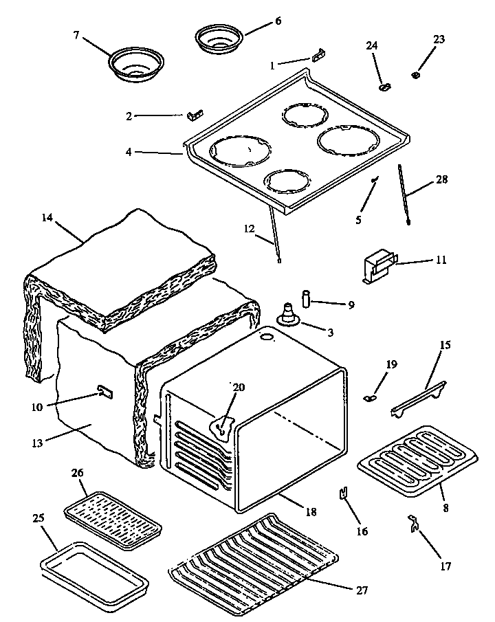 Amana ARR633E-P1157910SE main top and oven assy diagram