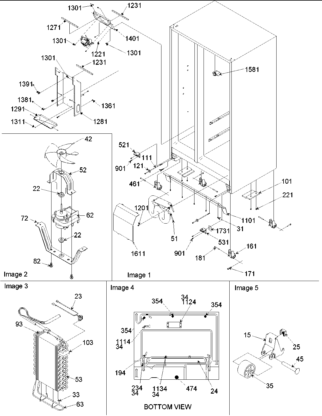 Amana ARS236XAW-PARS236XAW0 drain, rollers, and evap assy diagram