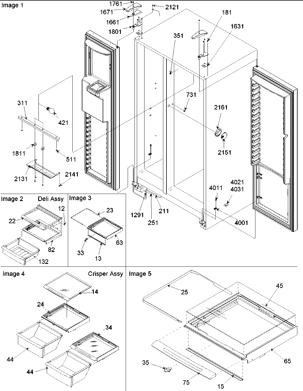 Amana ARS236XAW-PARS236XAW0 refrigerator/freezer lights and hinges diagram