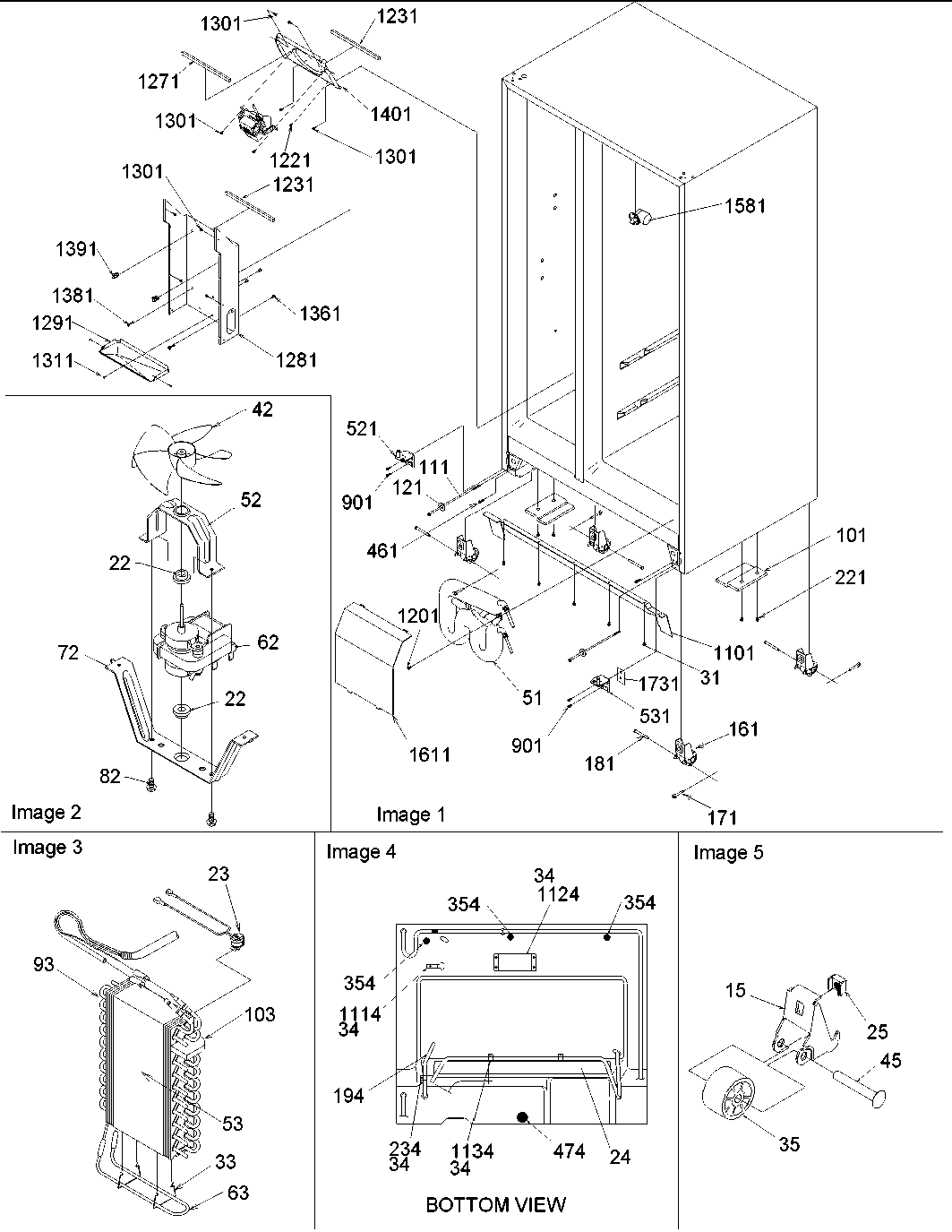 Amana ARS266XAW-PARS266XAW0 drain, rollers, and evap assy diagram