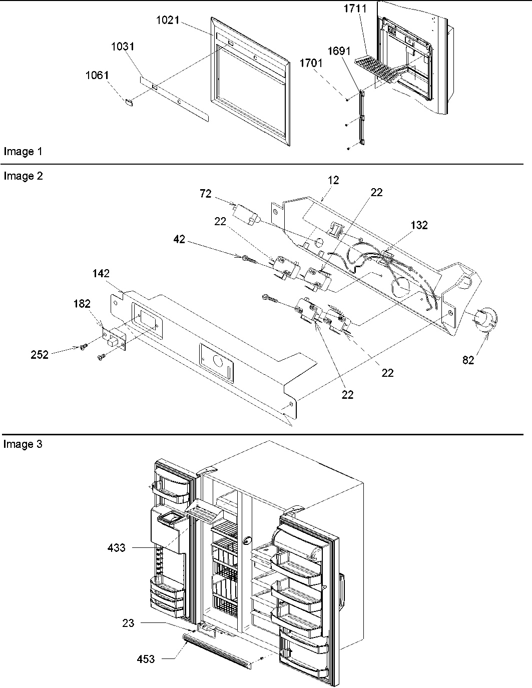 Amana ARS266XAW-PARS266XAW0 facade dispenser cover, elect brkt assy diagram