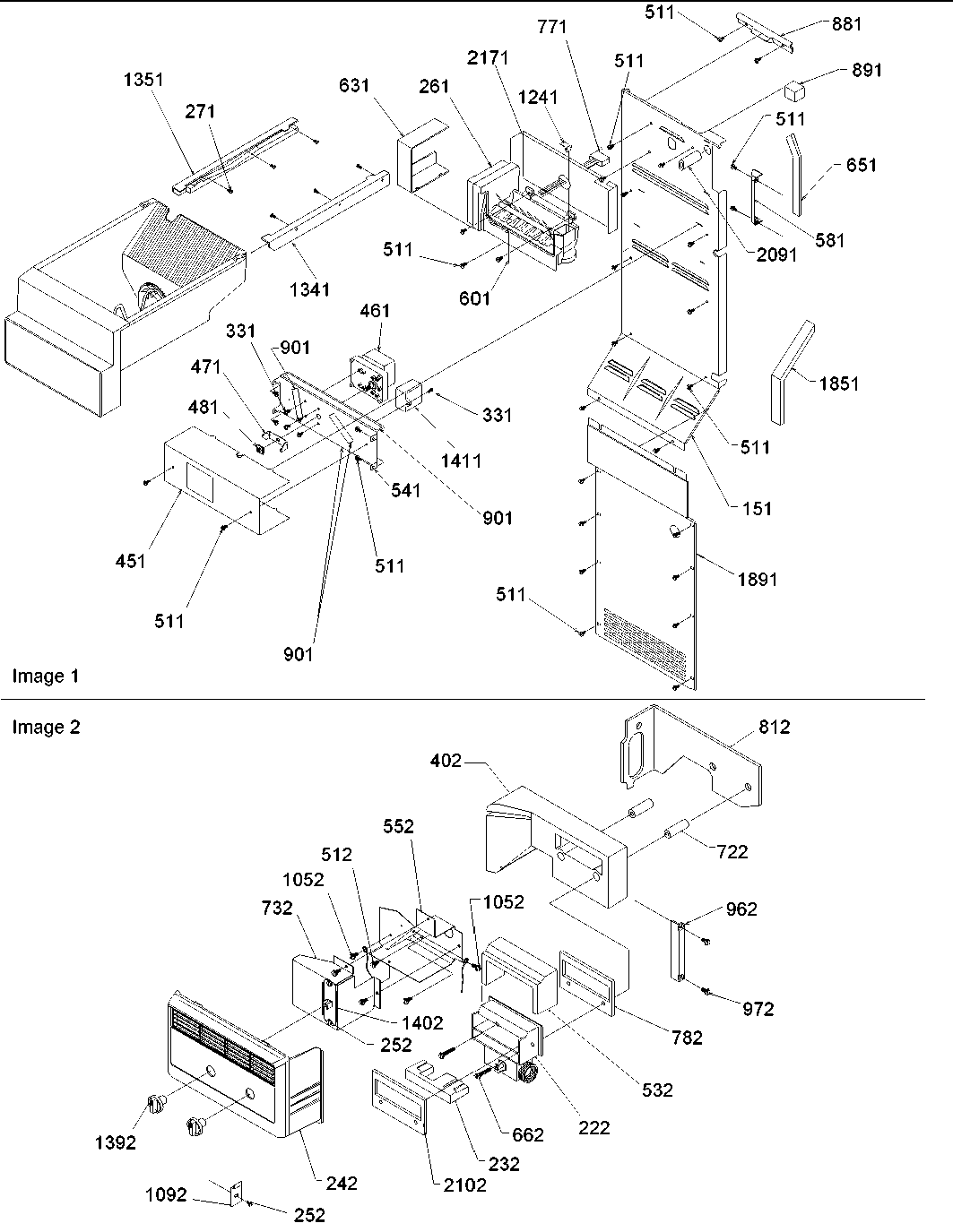 Amana ARS266XAW-PARS266XAW0 ice maker/control assy diagram