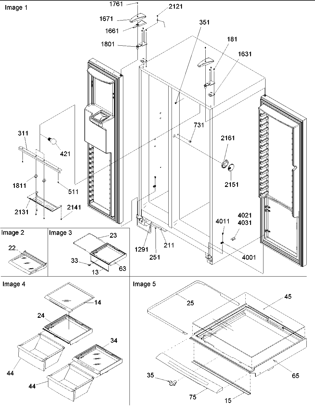 Amana ARS266XAW-PARS266XAW0 refrigerator/freezer lights and hinges diagram