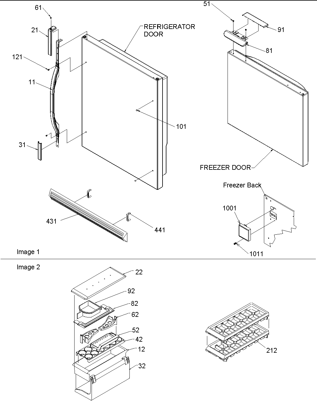 Amana BX518VE-P1324301WE door handles & accessories diagram