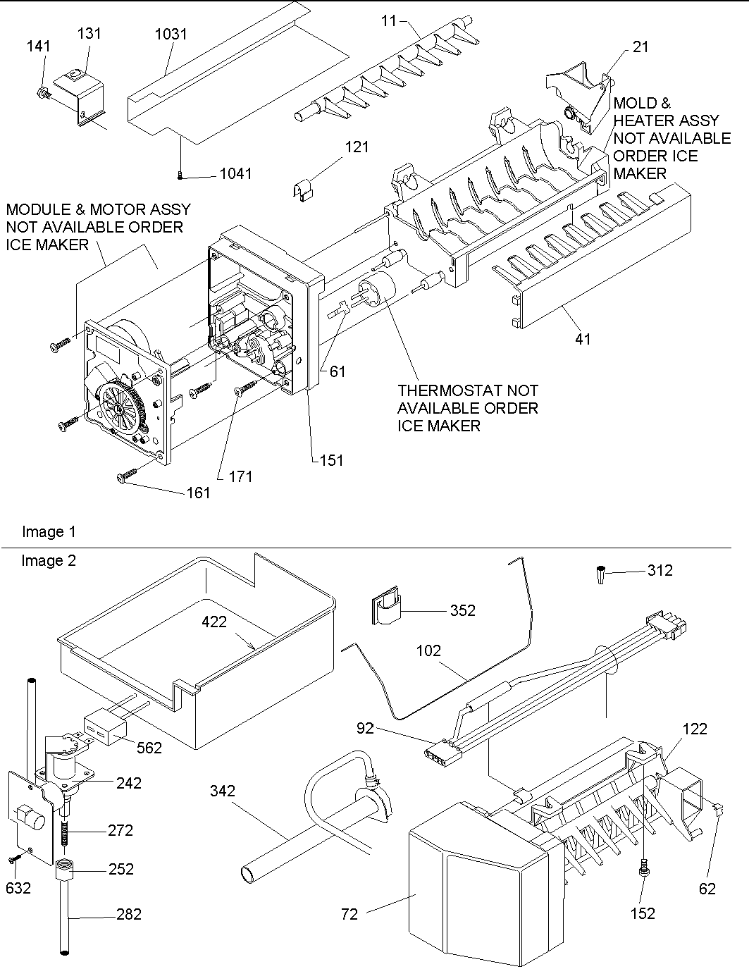 Amana BX518VE-P1324301WE ice maker assy & parts diagram