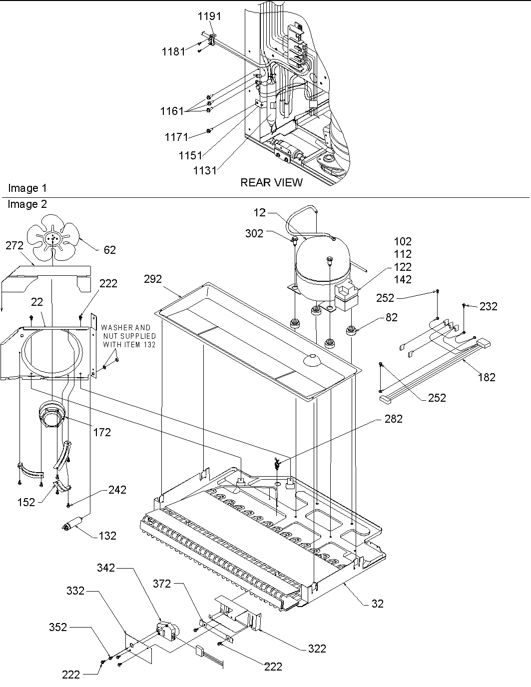 Amana BX518VE-P1324301WE machine compartment diagram