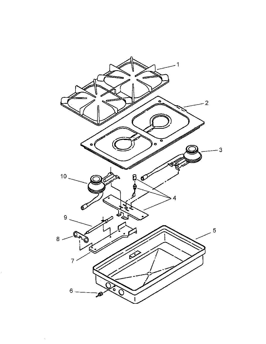 Amana CC25-P1133349N top burner assembly - cc25, and cc27 diagram