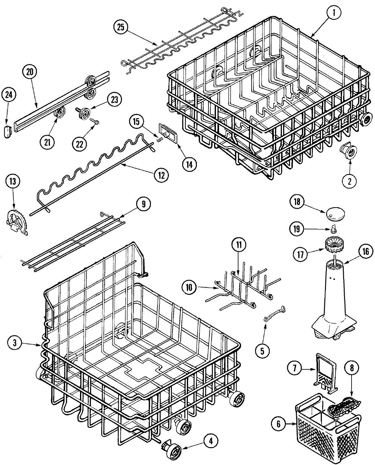 Maytag DWU7202AAB track & rack assembly diagram