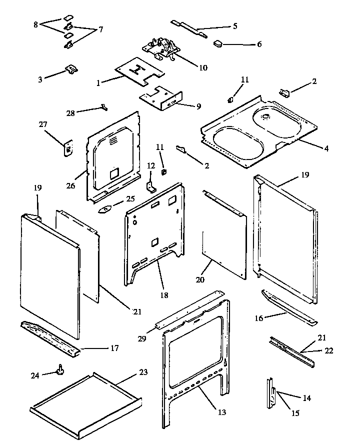 Modern Maid FDU2482D cabinet assy diagram