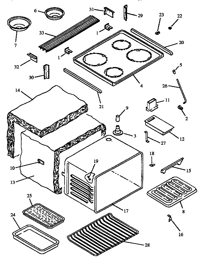 Modern Maid FDU2492B-P1130625NB main top and oven assy diagram