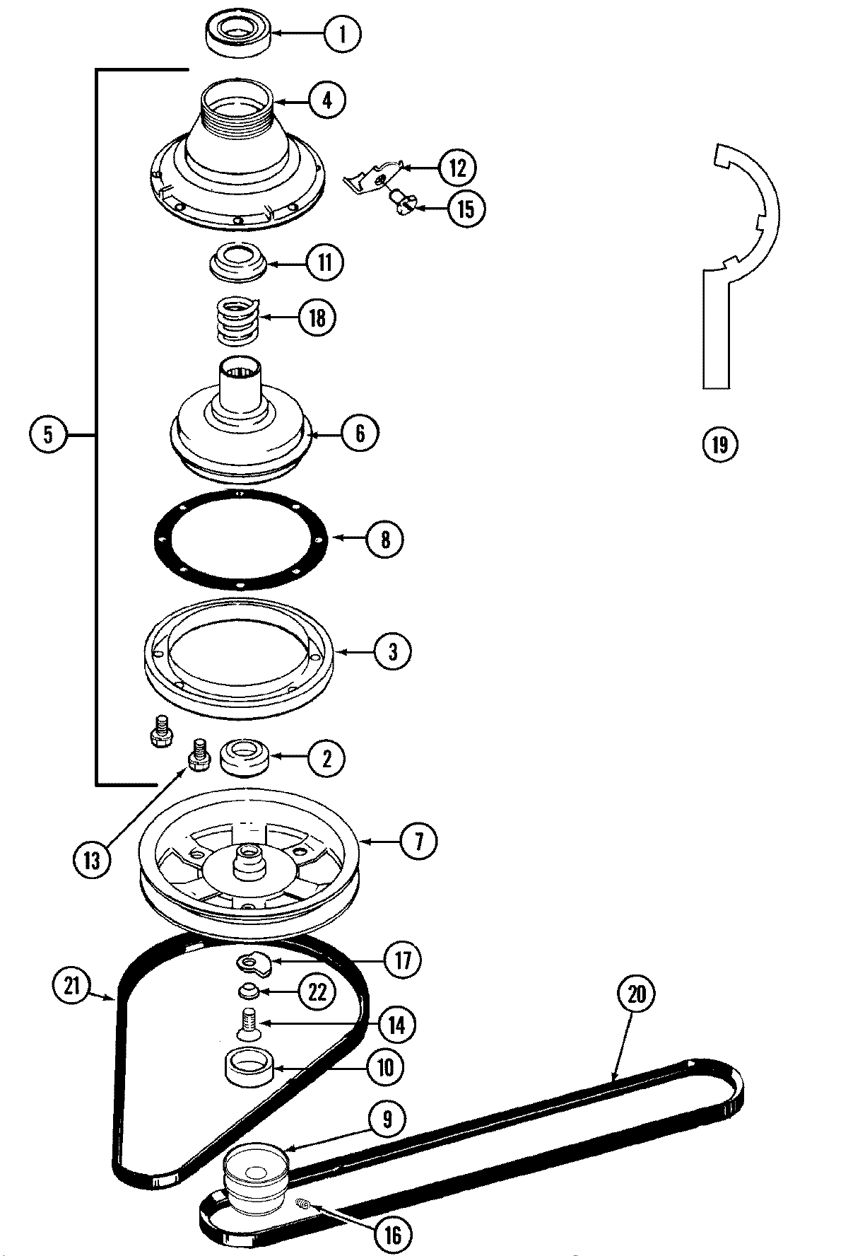 Maytag LAT8614AAE clutch, brake & belts diagram