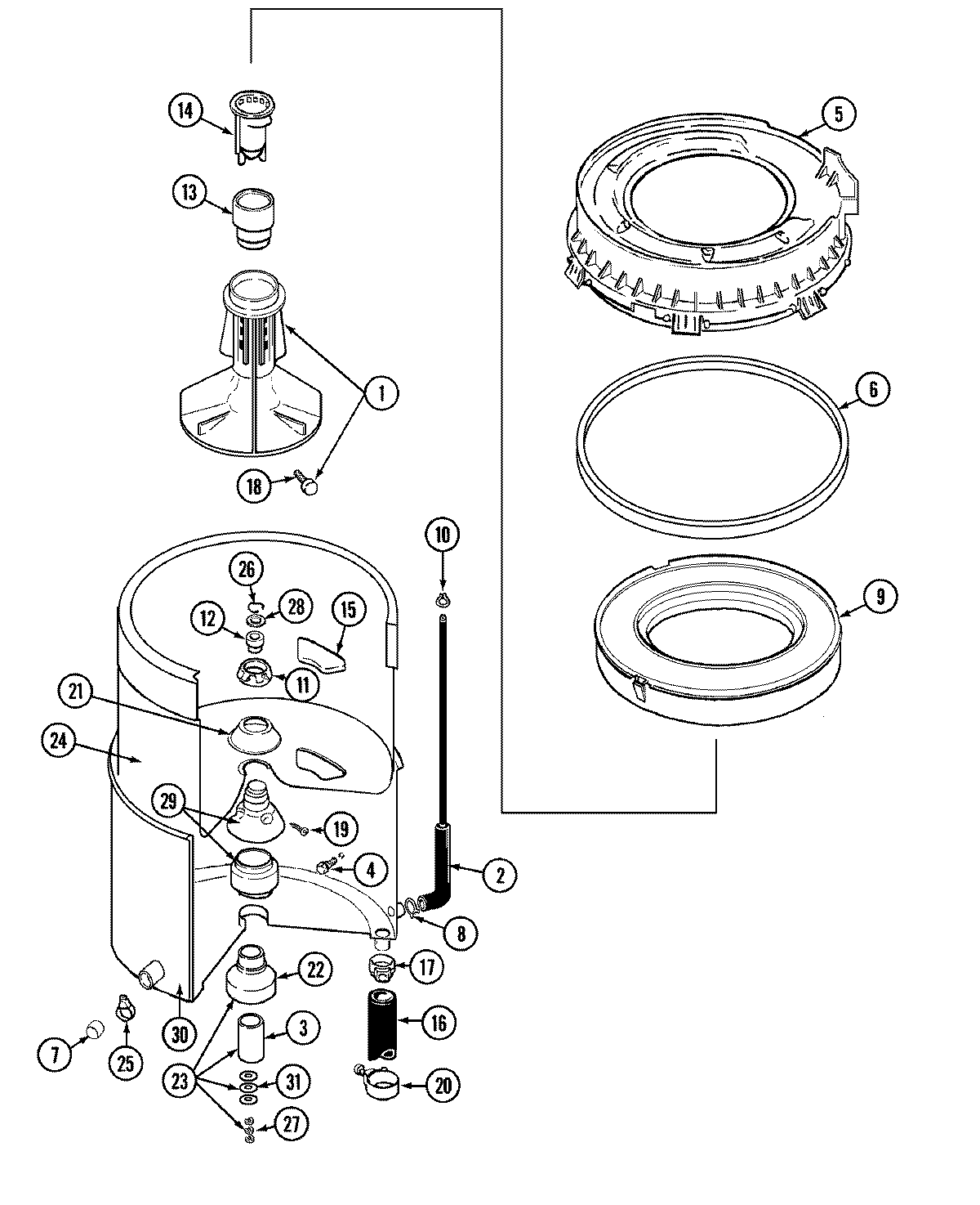 Maytag LAT9604AAL tub diagram