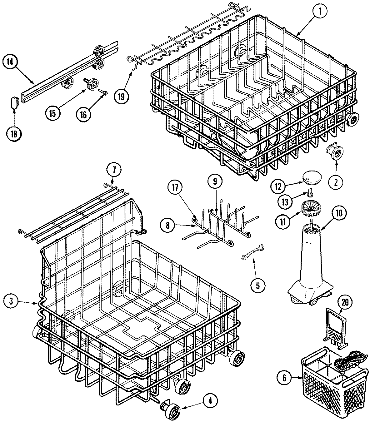 Maytag MDB6100AWB track & rack assembly diagram