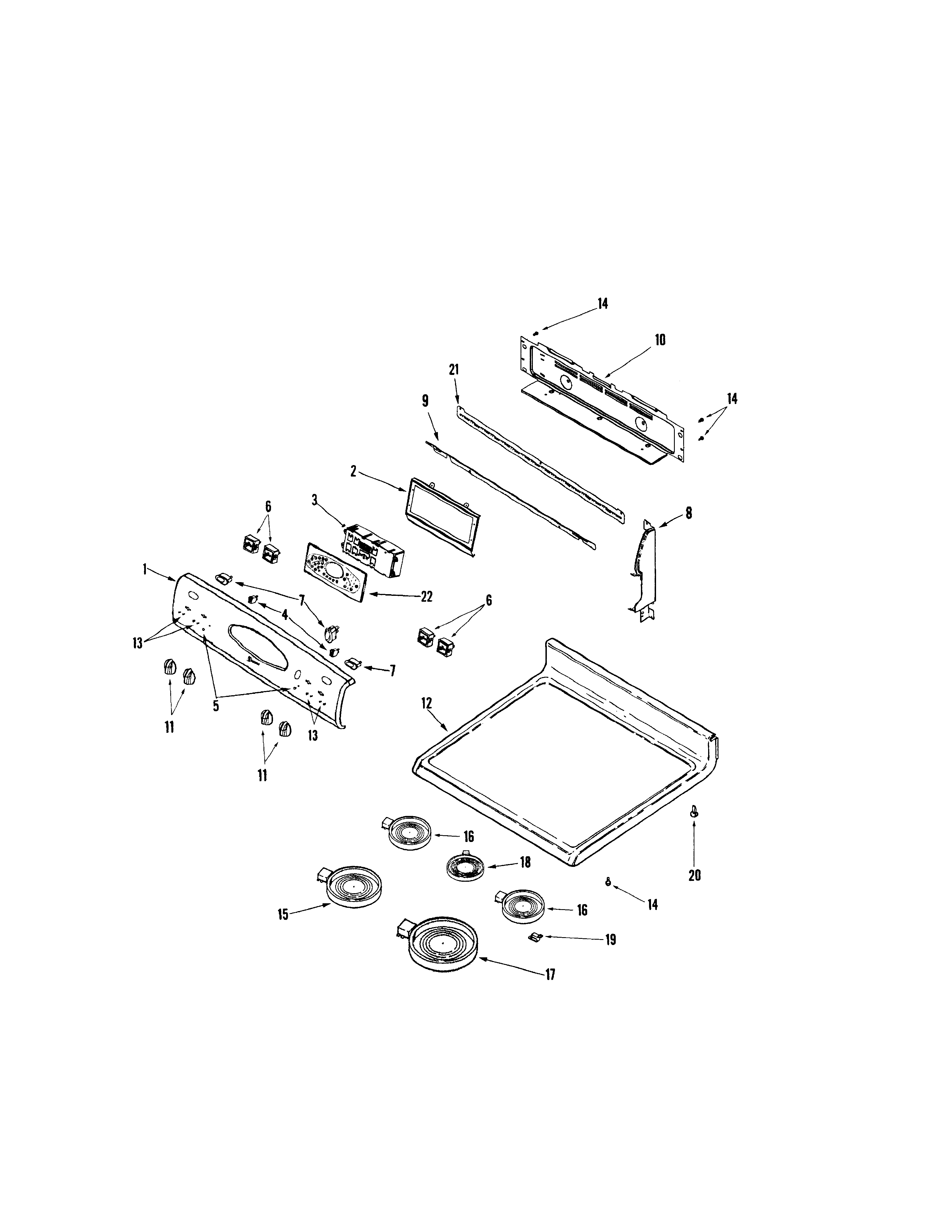 Maytag MER6775BAB control panel/top assembly diagram