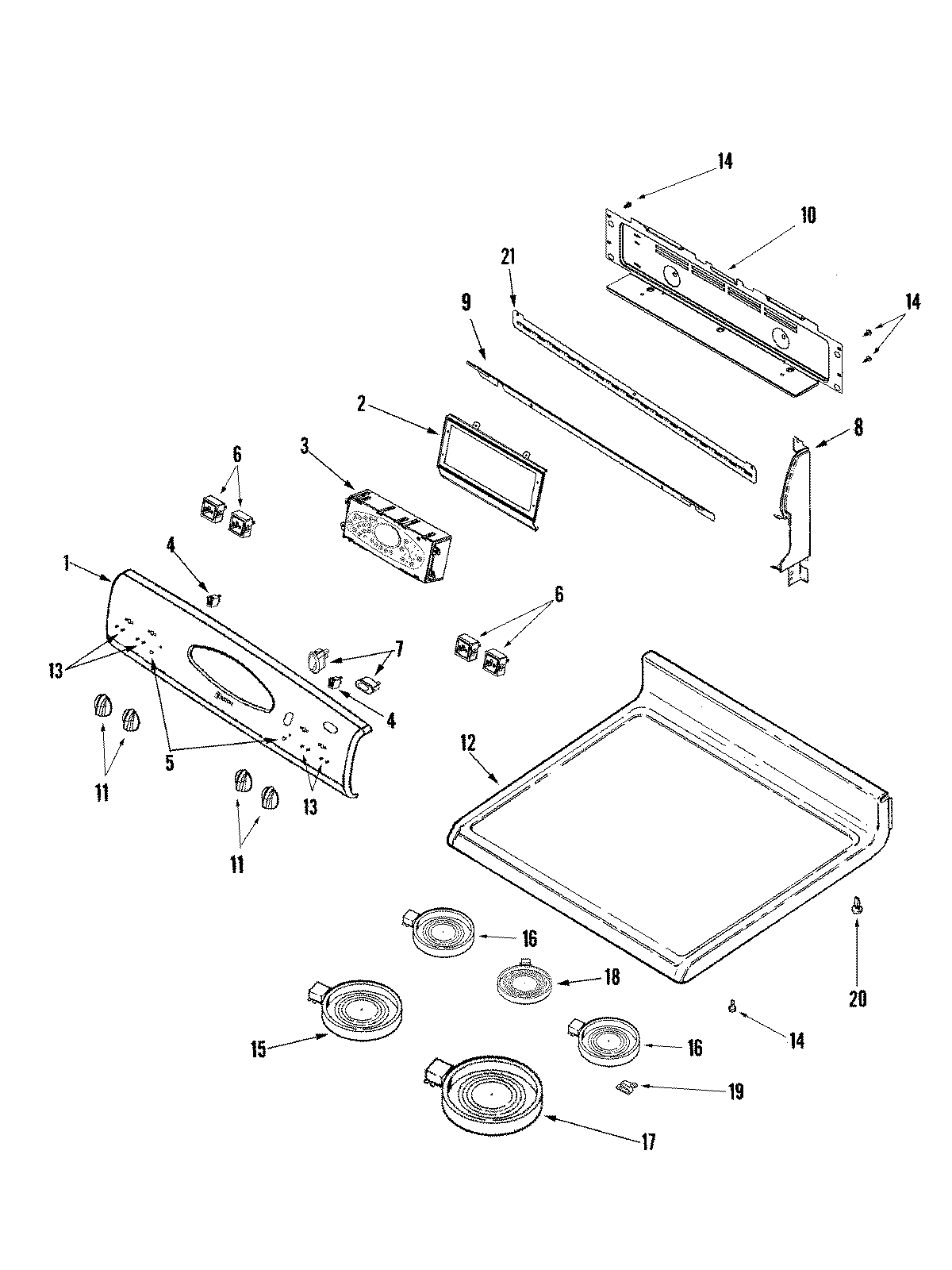 Maytag MER6875BAB control panel/top assembly diagram