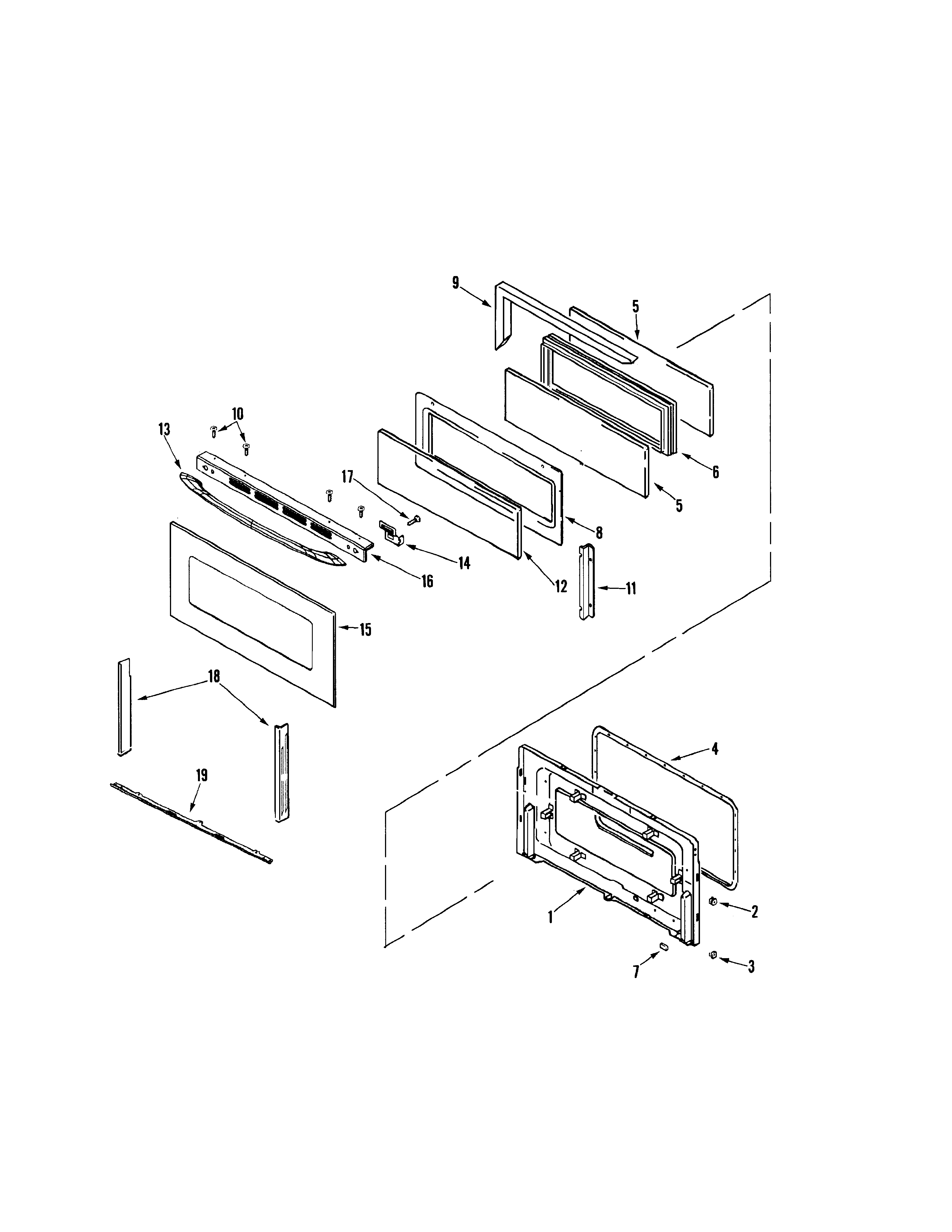 Maytag MER6875BAB door (upper) diagram