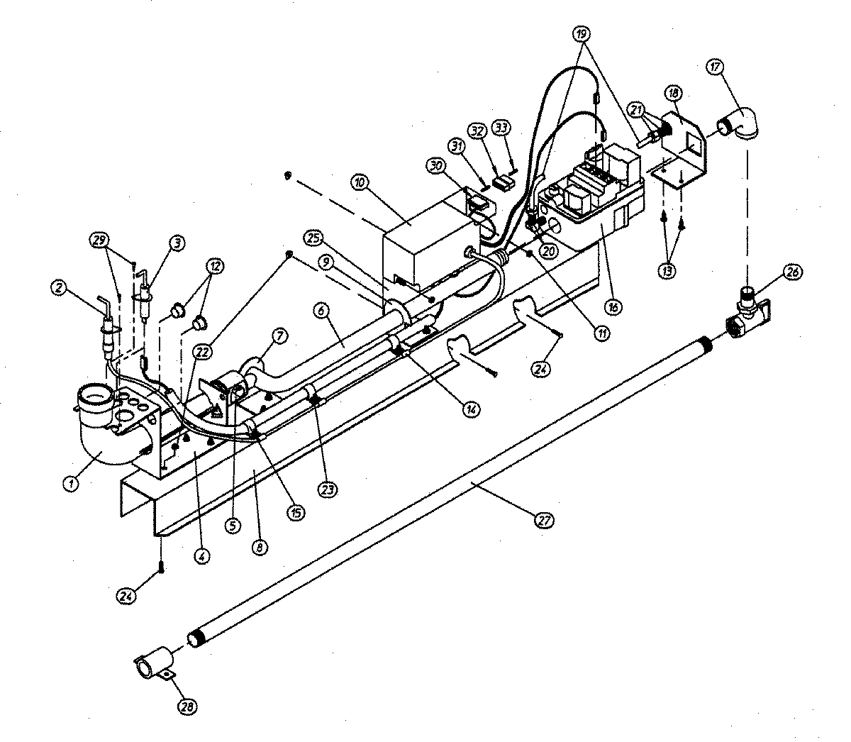 Maytag MLG31PCBWQ gas train assembly diagram