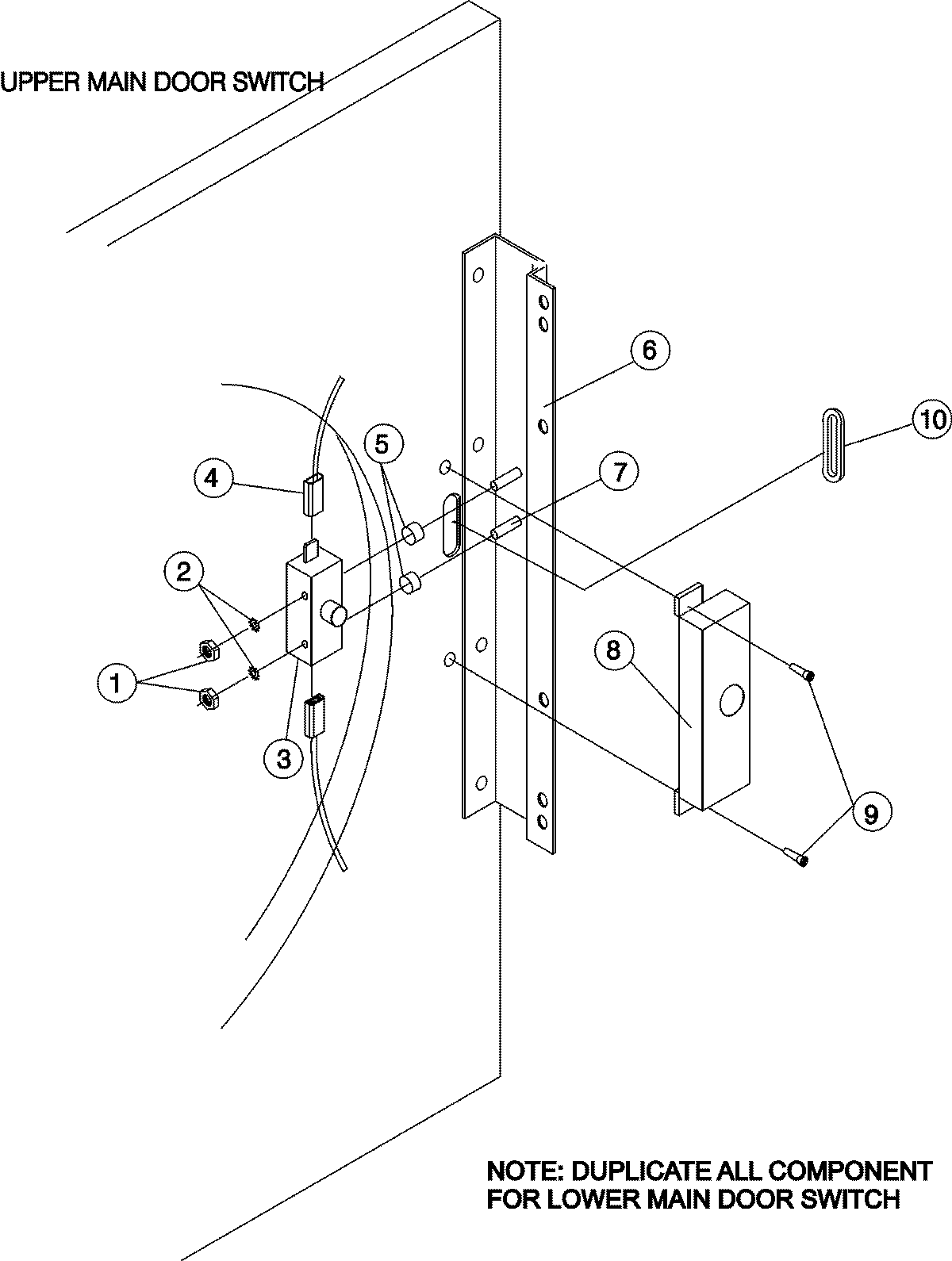 Maytag MLG31PCBWQ main door switch assembly diagram