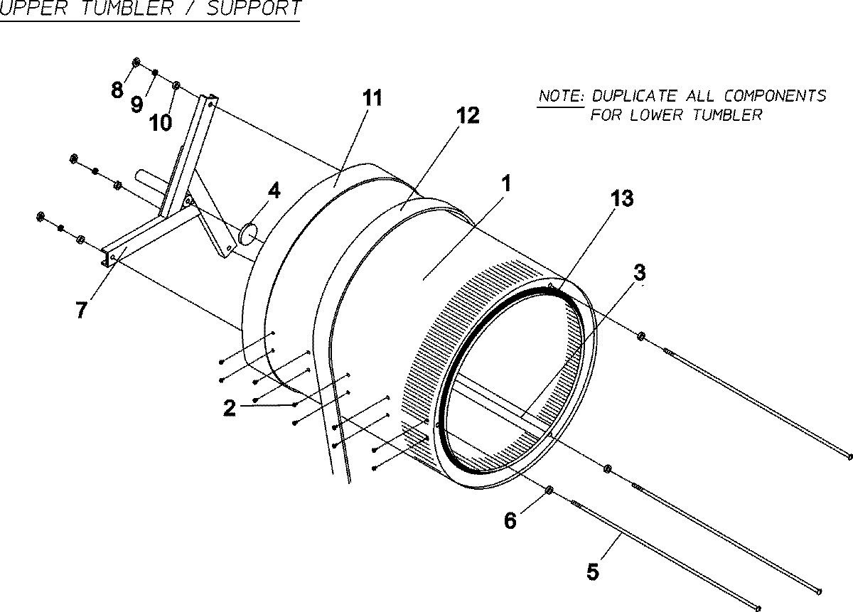 Maytag MLG31PCBWQ tumbler support assy diagram