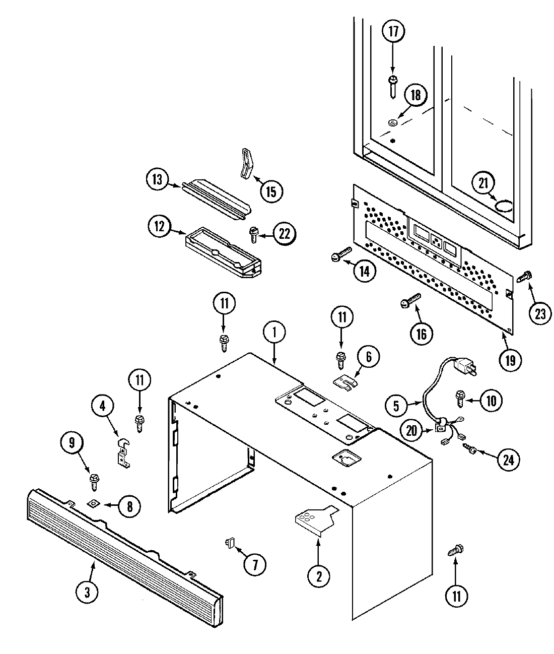 Maytag MODW1A cabinet/installation diagram
