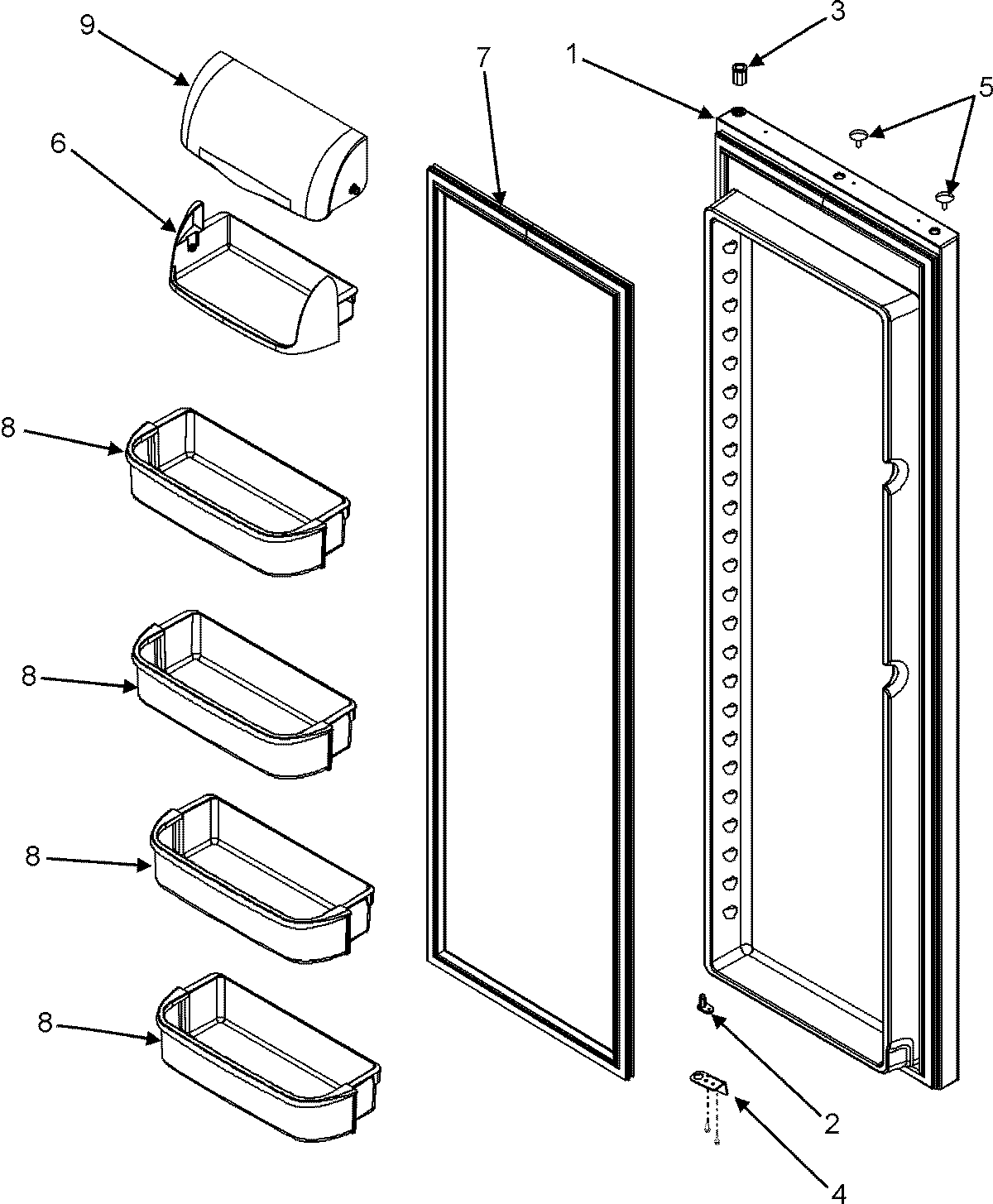Maytag MSD2351KES refrigerator door diagram