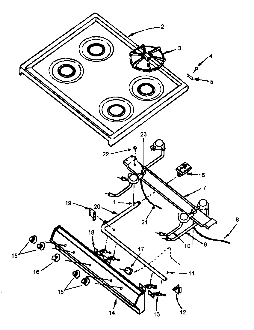 Amana RBK26AA-P1142749NL top burner assy diagram