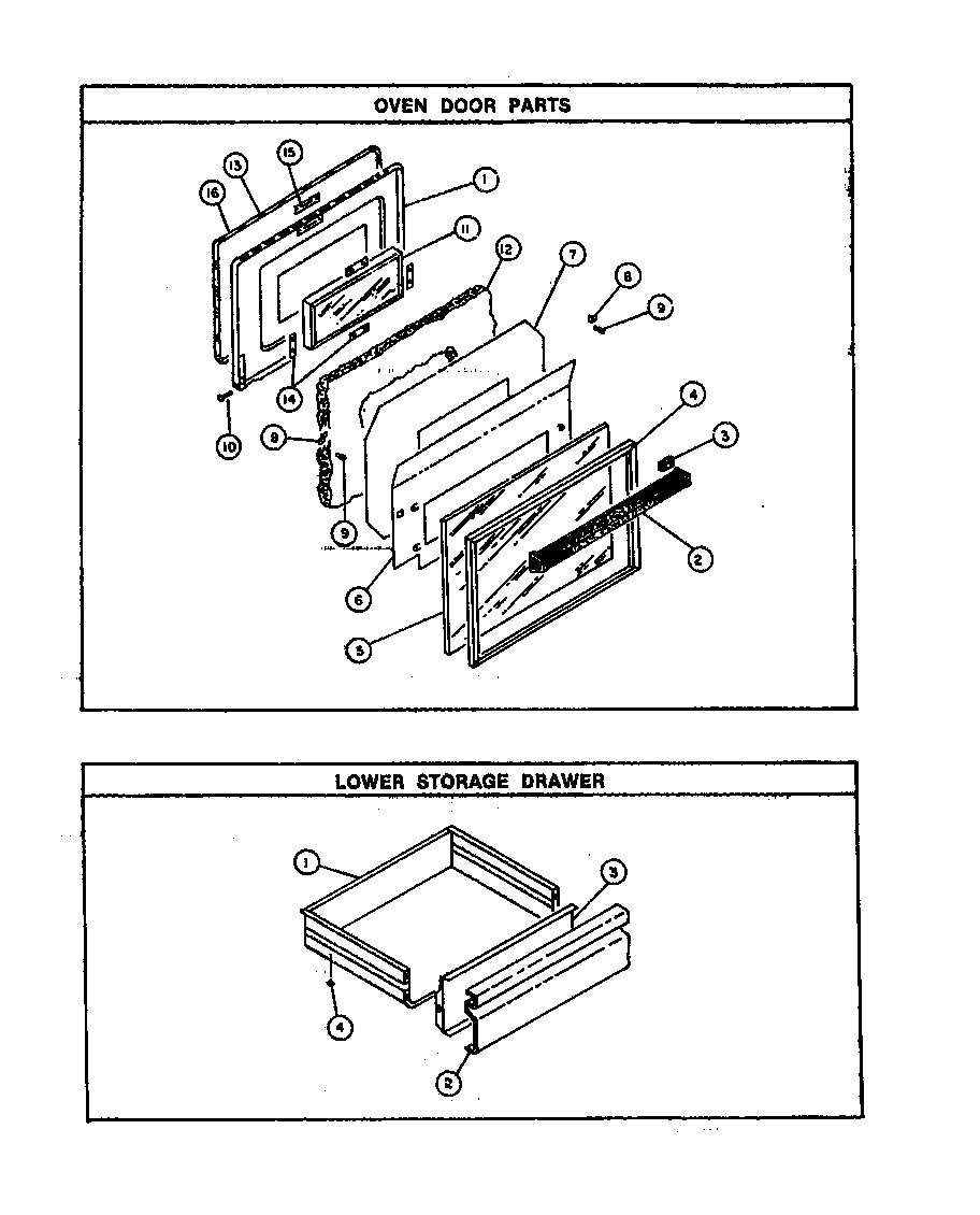 Caloric RKD395 oven door parts diagram