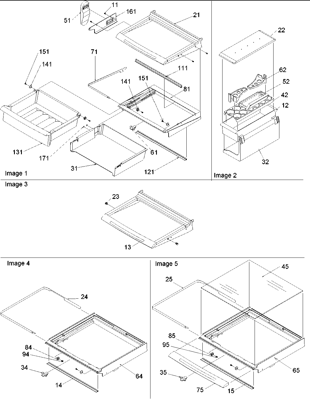 Amana SRD528VE-P1320402WE deli, shelves & crisper assy diagram