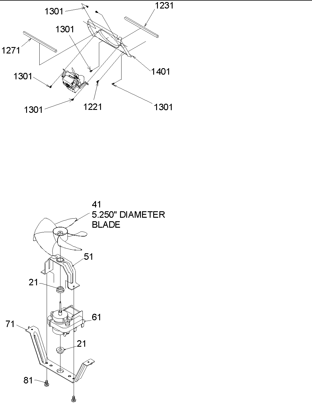 Amana SRD528VE-P1320402WE evaporator fan shroud & motor assy diagram