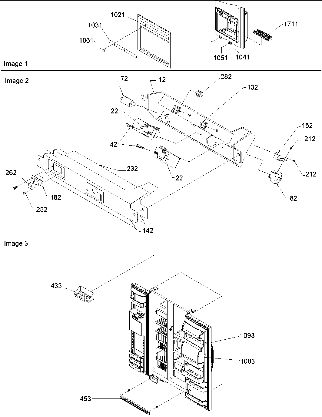 Amana SRD528VE-P1320402WE façade dispenser cover & elec. brkt assy diagram