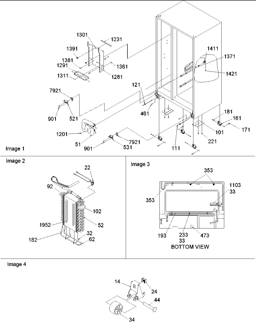 Amana SSD522VS-P1320307WS drain, rollers & evap assy diagram