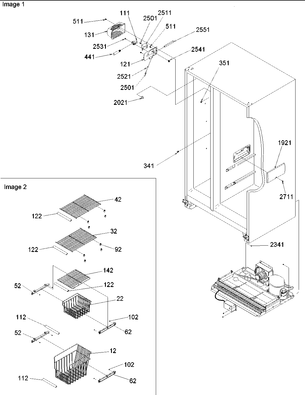 Amana SSD522VS-P1320307WS freezer shelves & lights diagram
