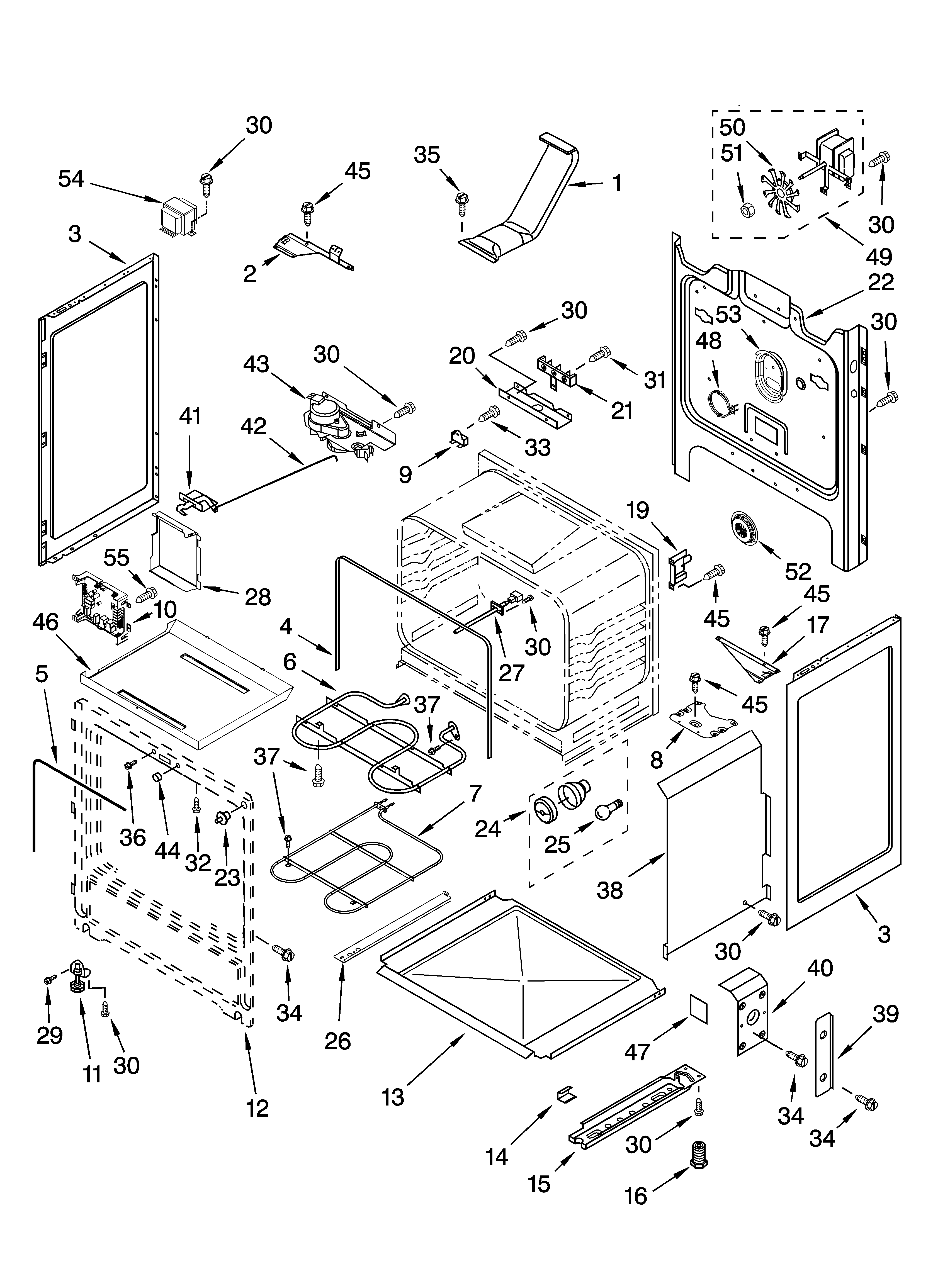 Whirlpool GERC4110PS0 chassis parts diagram