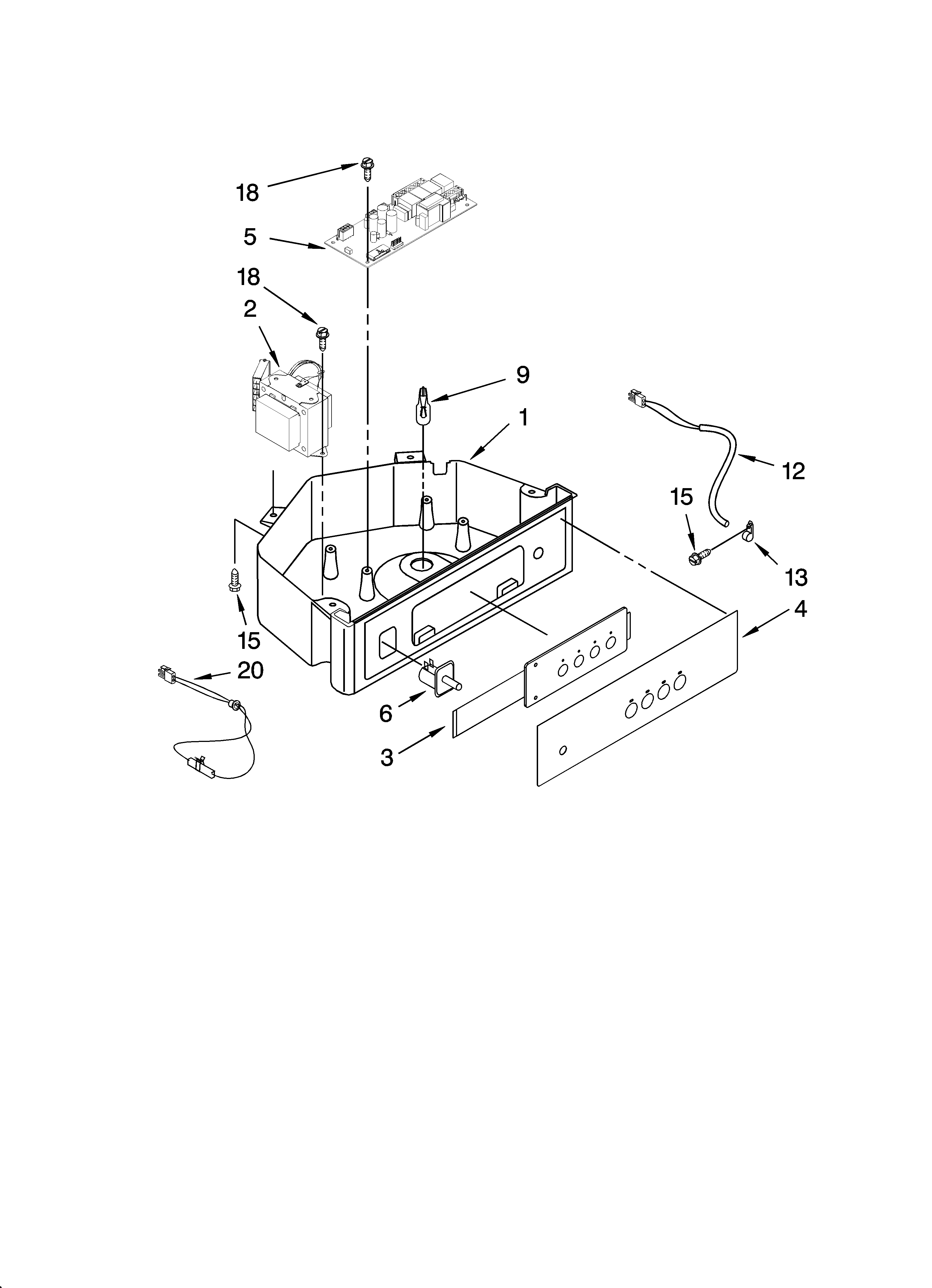 Whirlpool GI15NFLTB0 control panel parts diagram