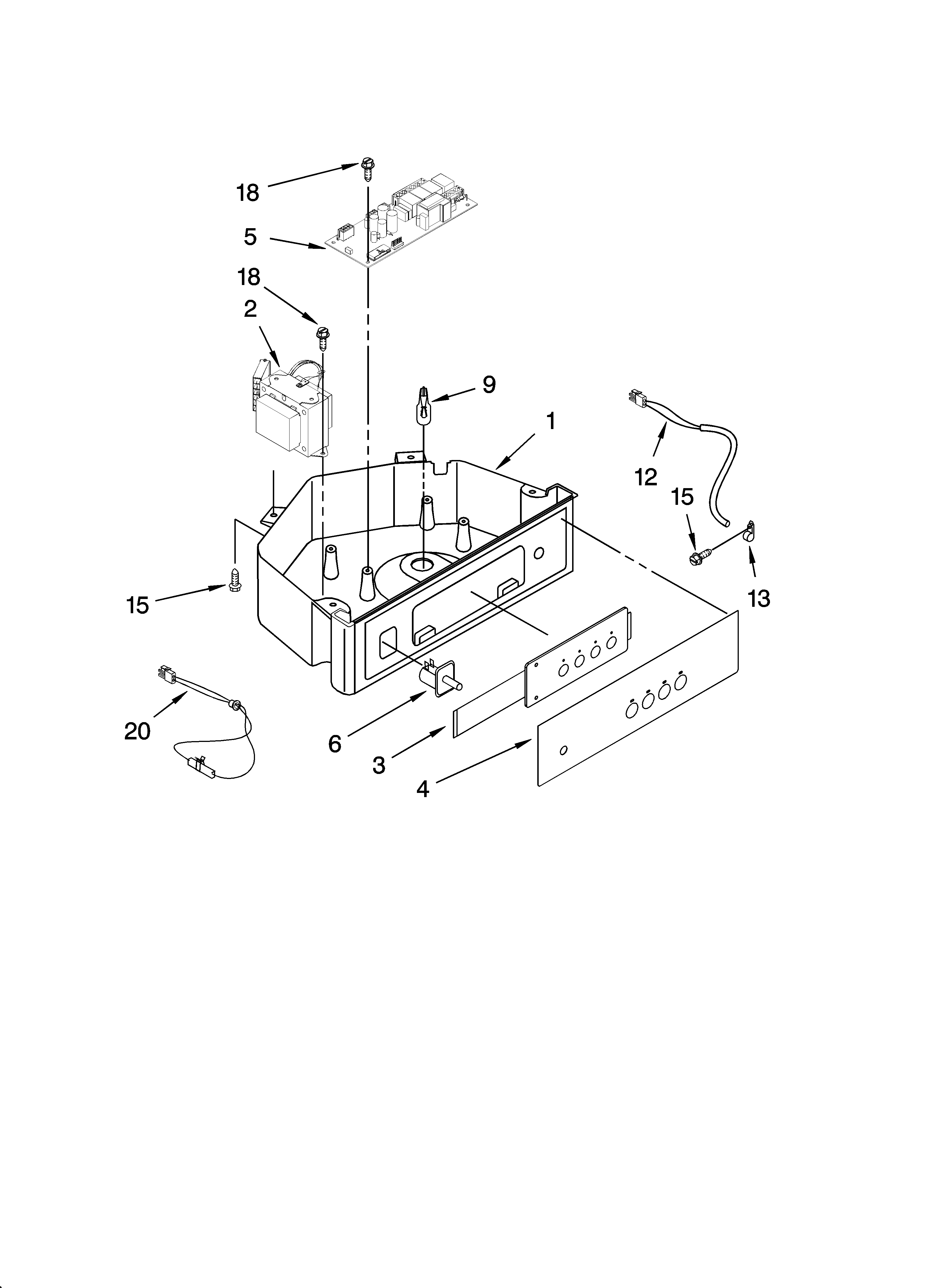 Whirlpool GI15NFRTB0 control panel parts diagram