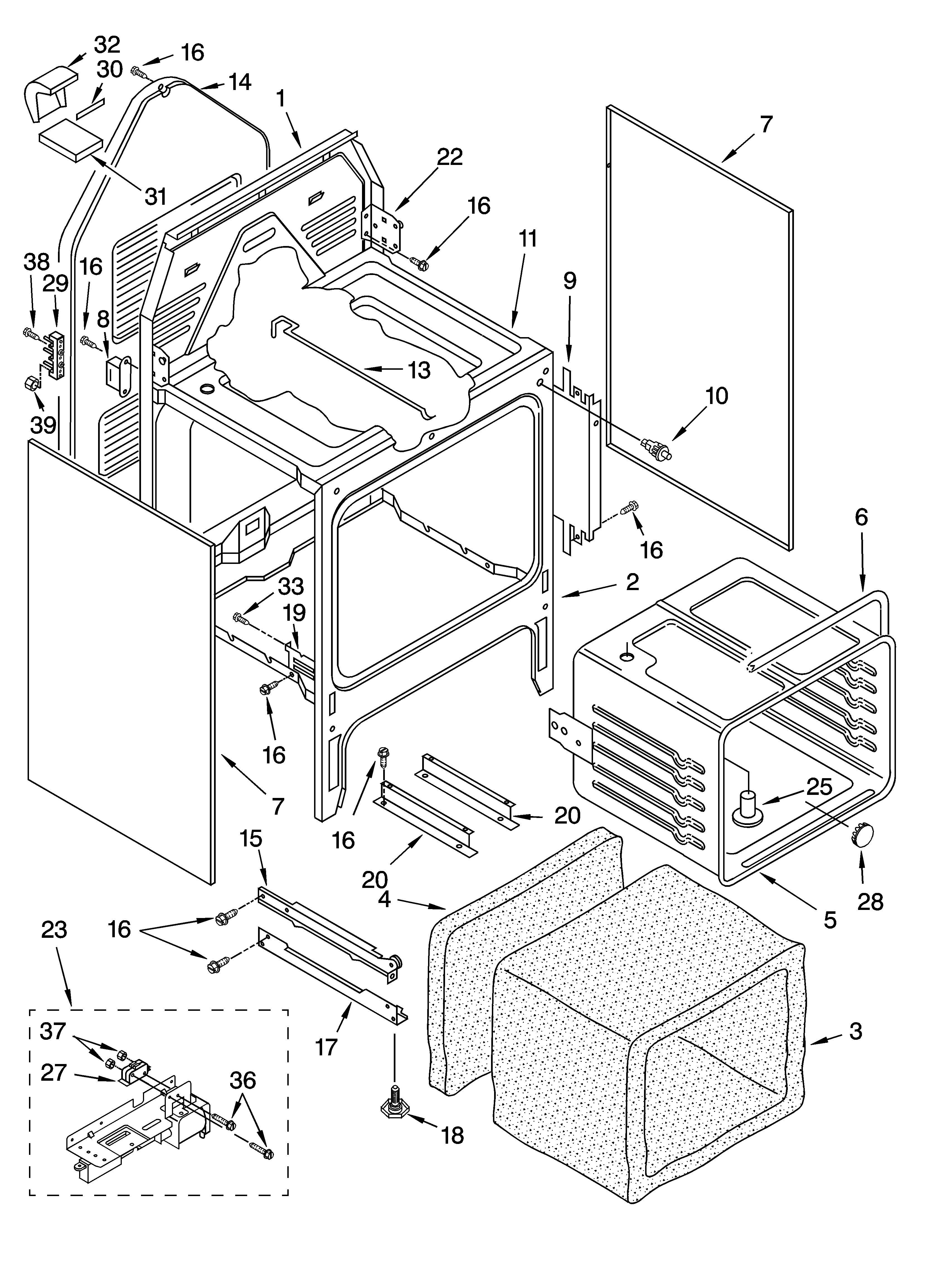 Whirlpool GJP84902 oven chassis parts diagram