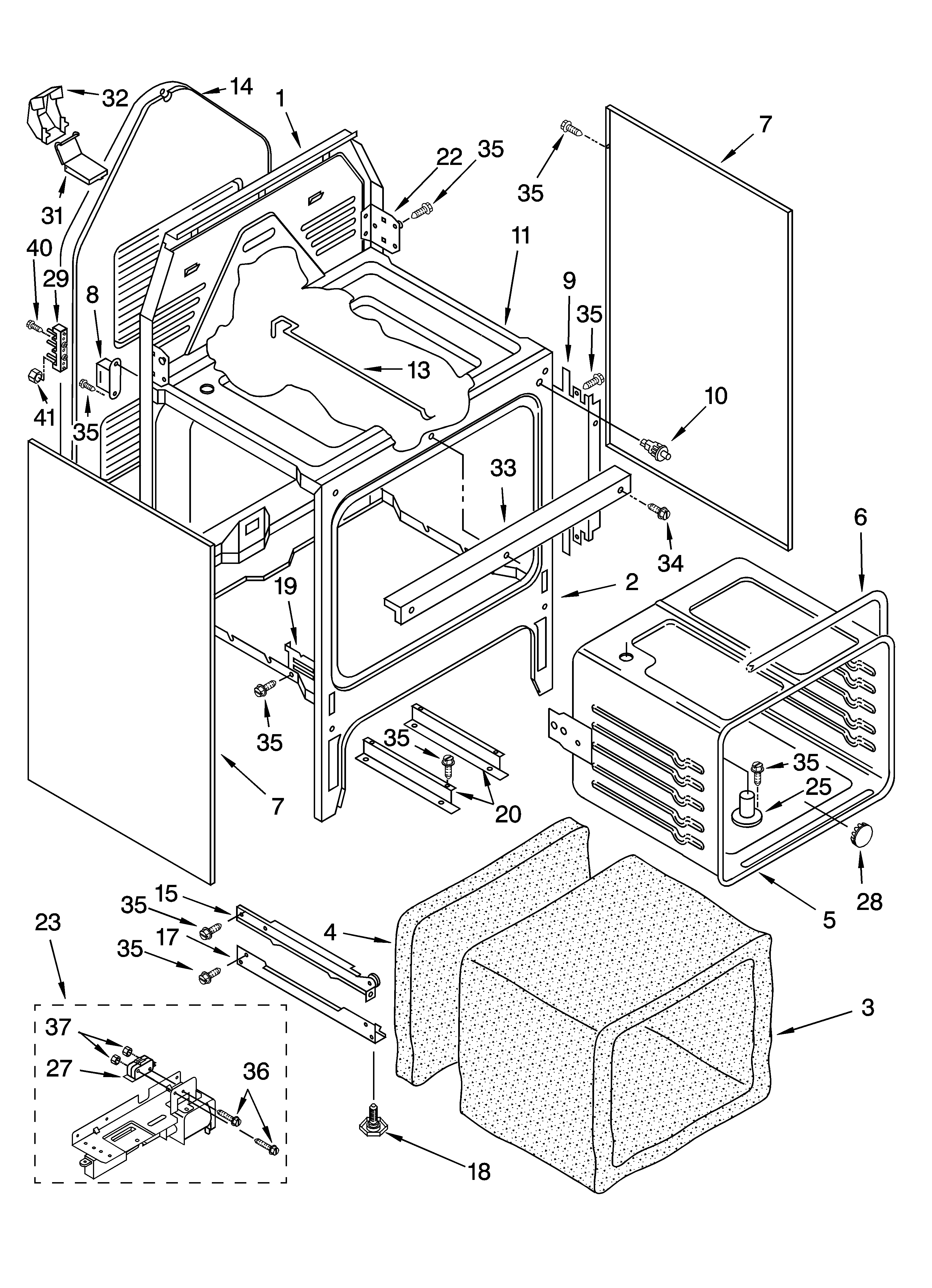 Whirlpool GLP84200 oven chassis parts diagram