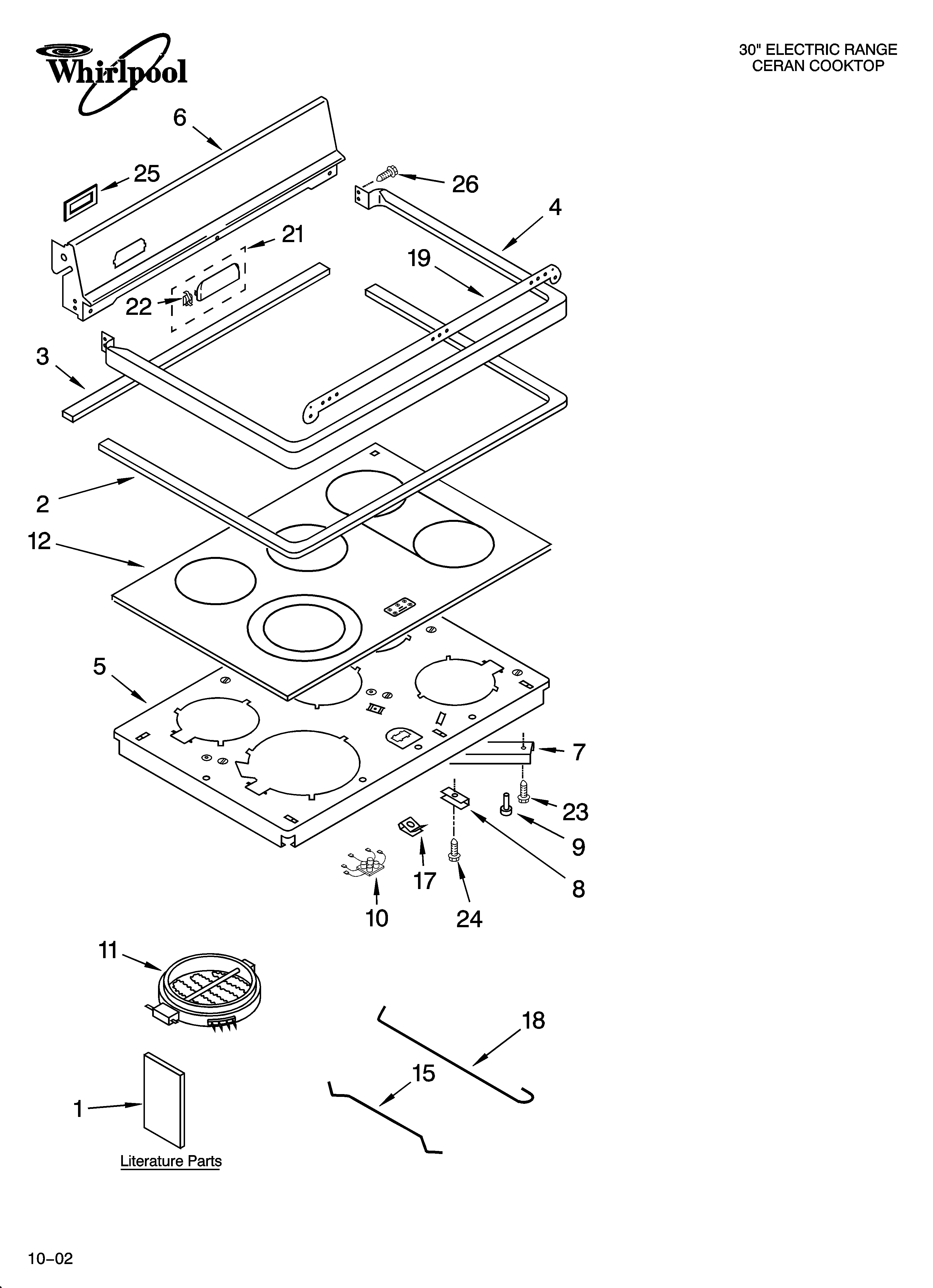 Whirlpool GLP85200 cooktop parts diagram